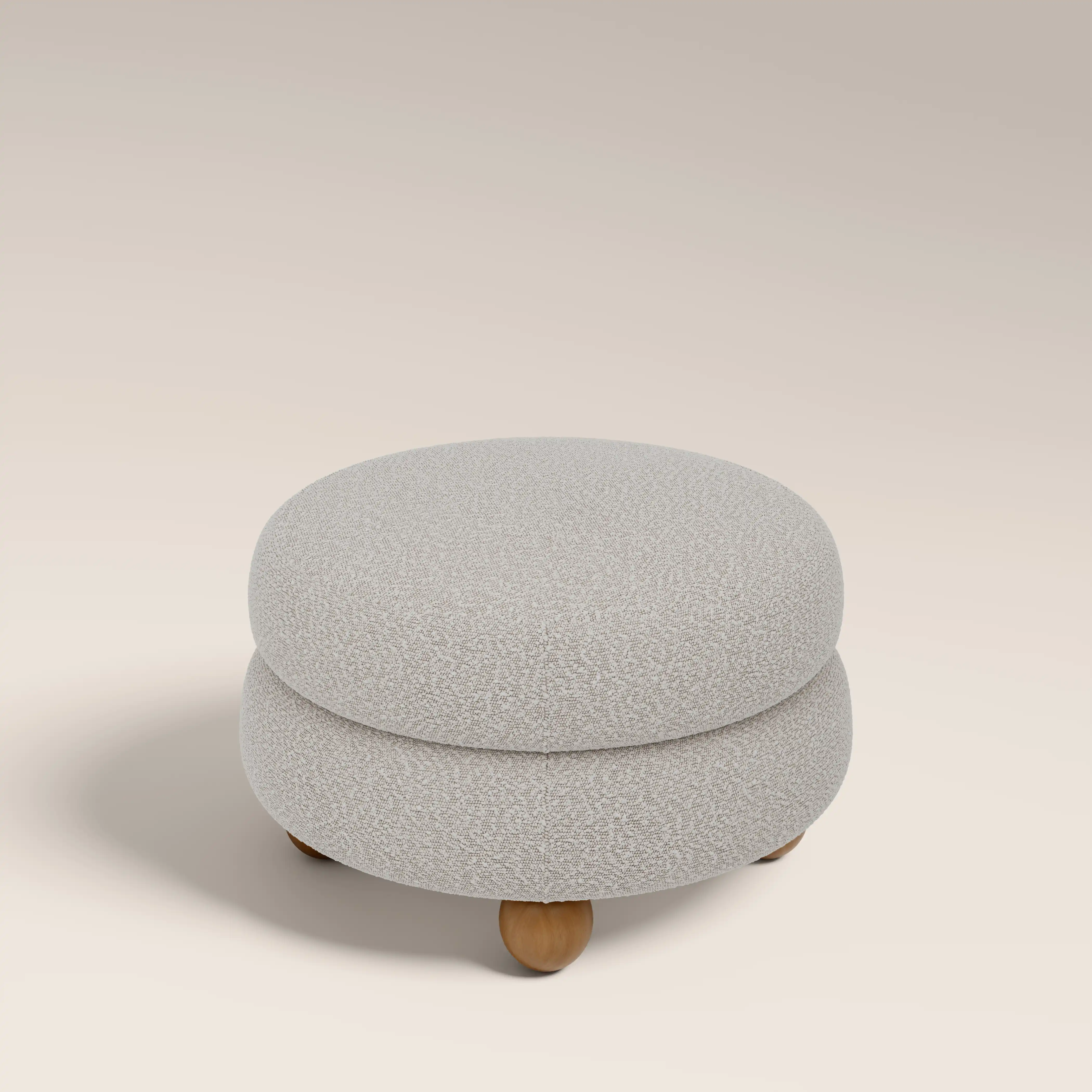 Hazel Footstool | Speckled Stone Sustainable Boucle & Walnut - Image 4