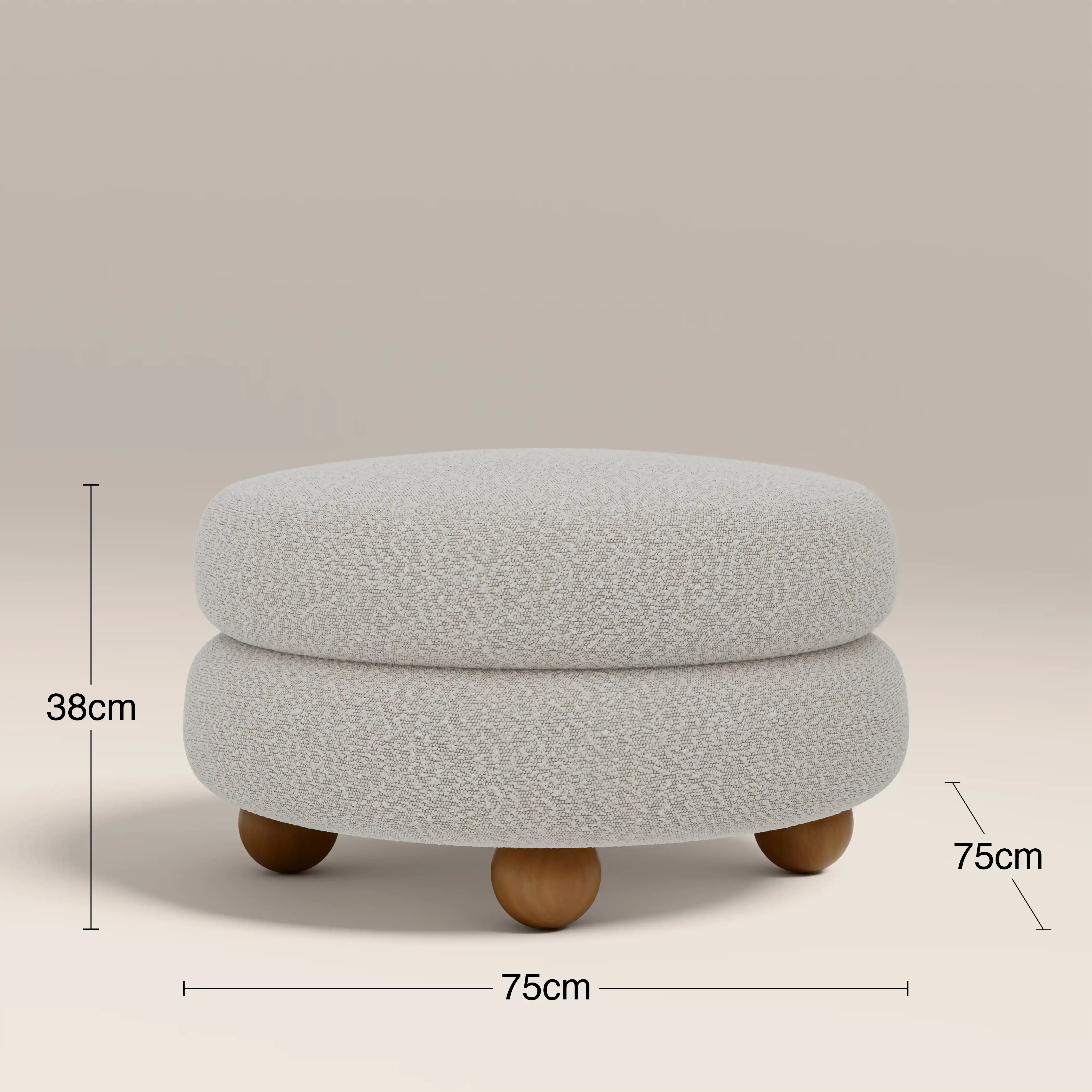 Hazel Footstool | Speckled Stone Sustainable Boucle & Walnut - Image 5