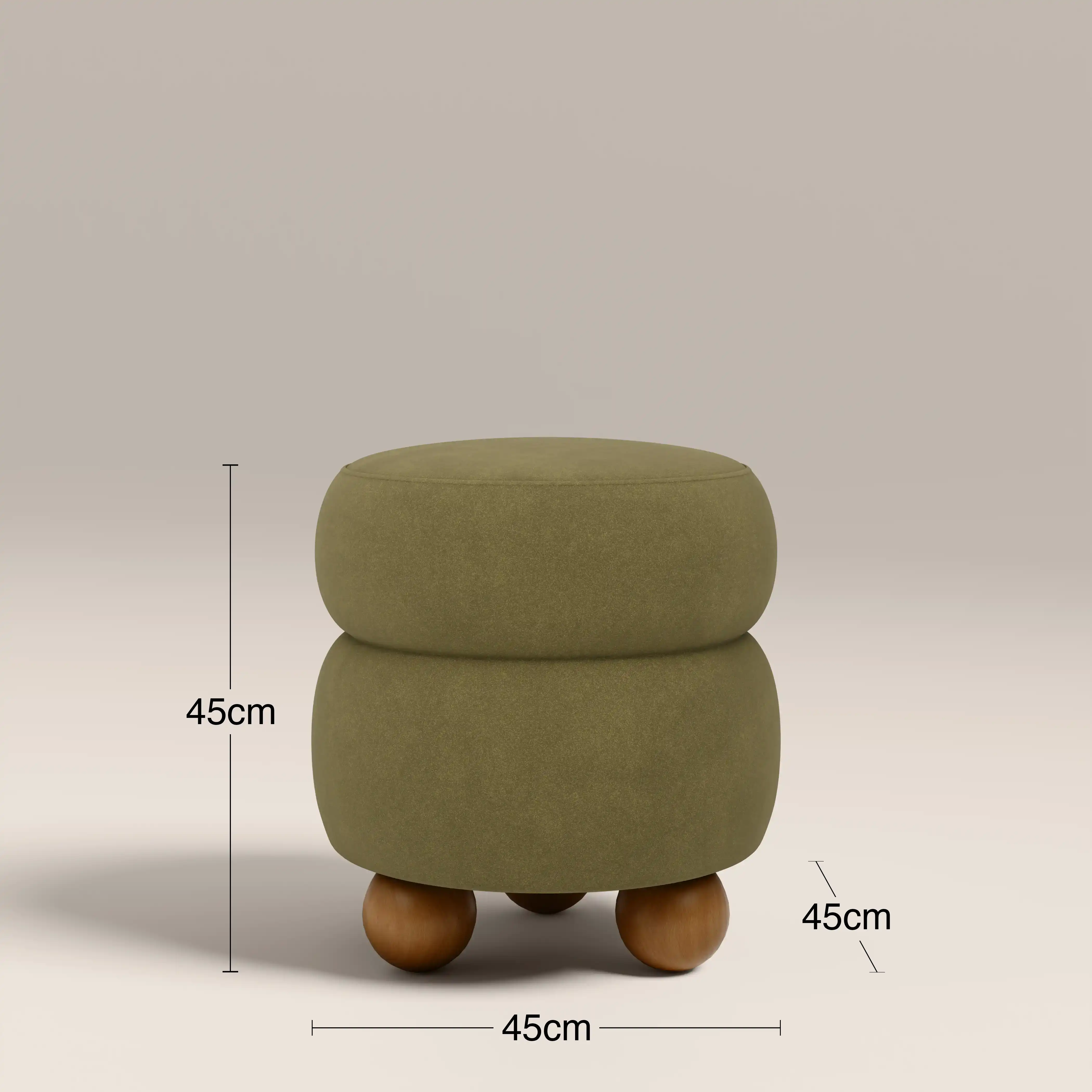 Hazel Pouffe | Moss Green Sustainable Mohair Velvet & Walnut - Image 6
