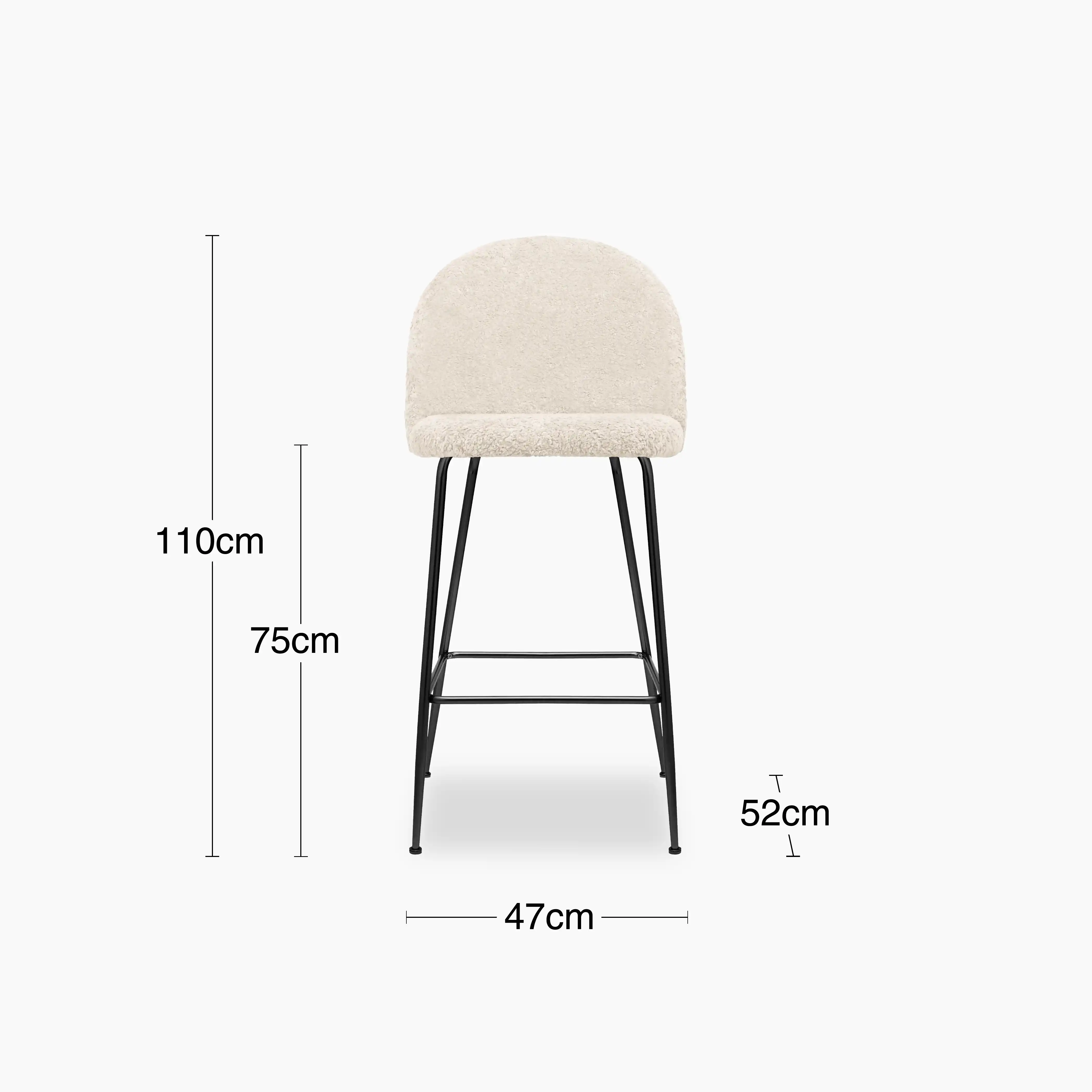 Heather Bar Stool | Ivory White Teddy Boucle - Image 6