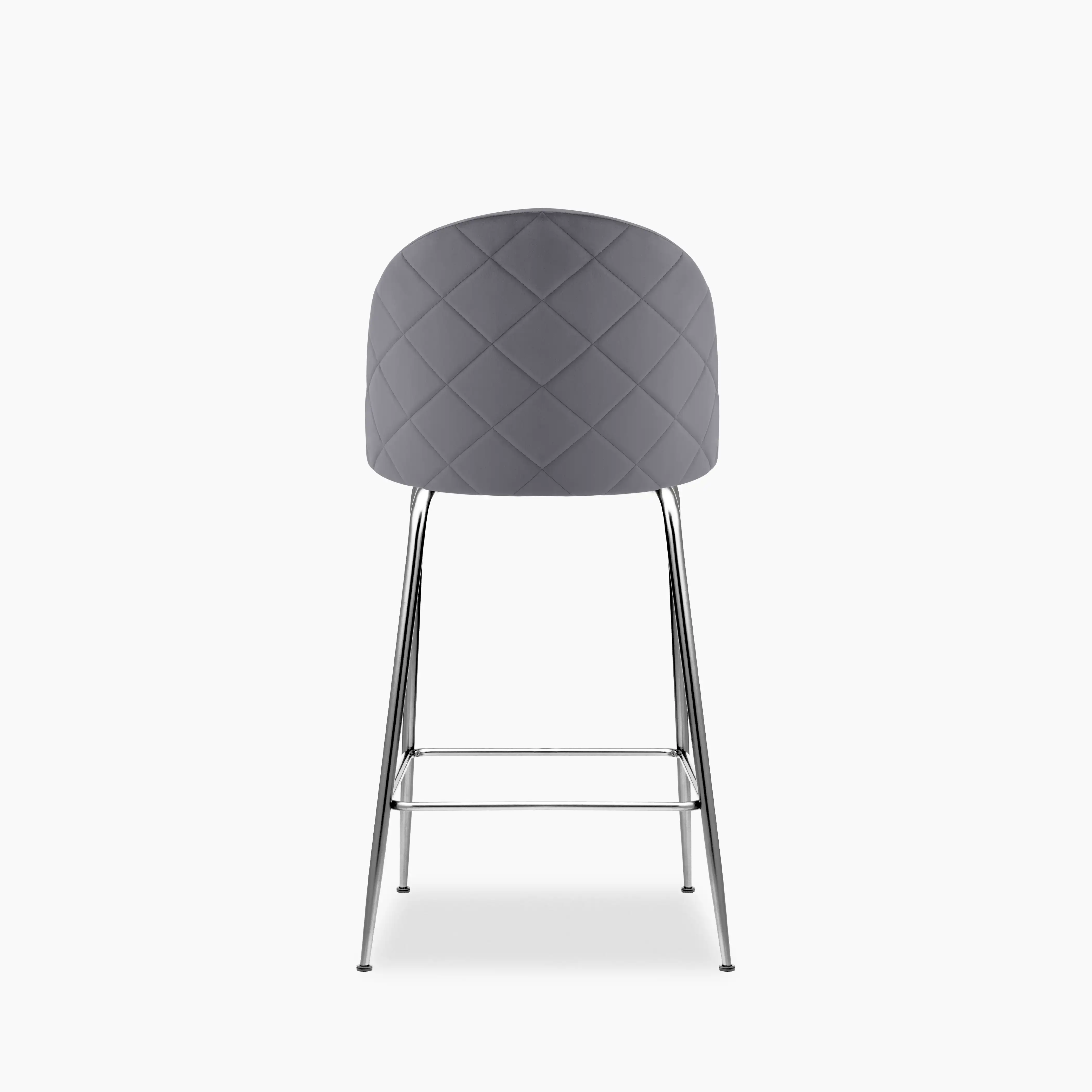 Heather Kitchen Stool | Grey Velvet - Image 4