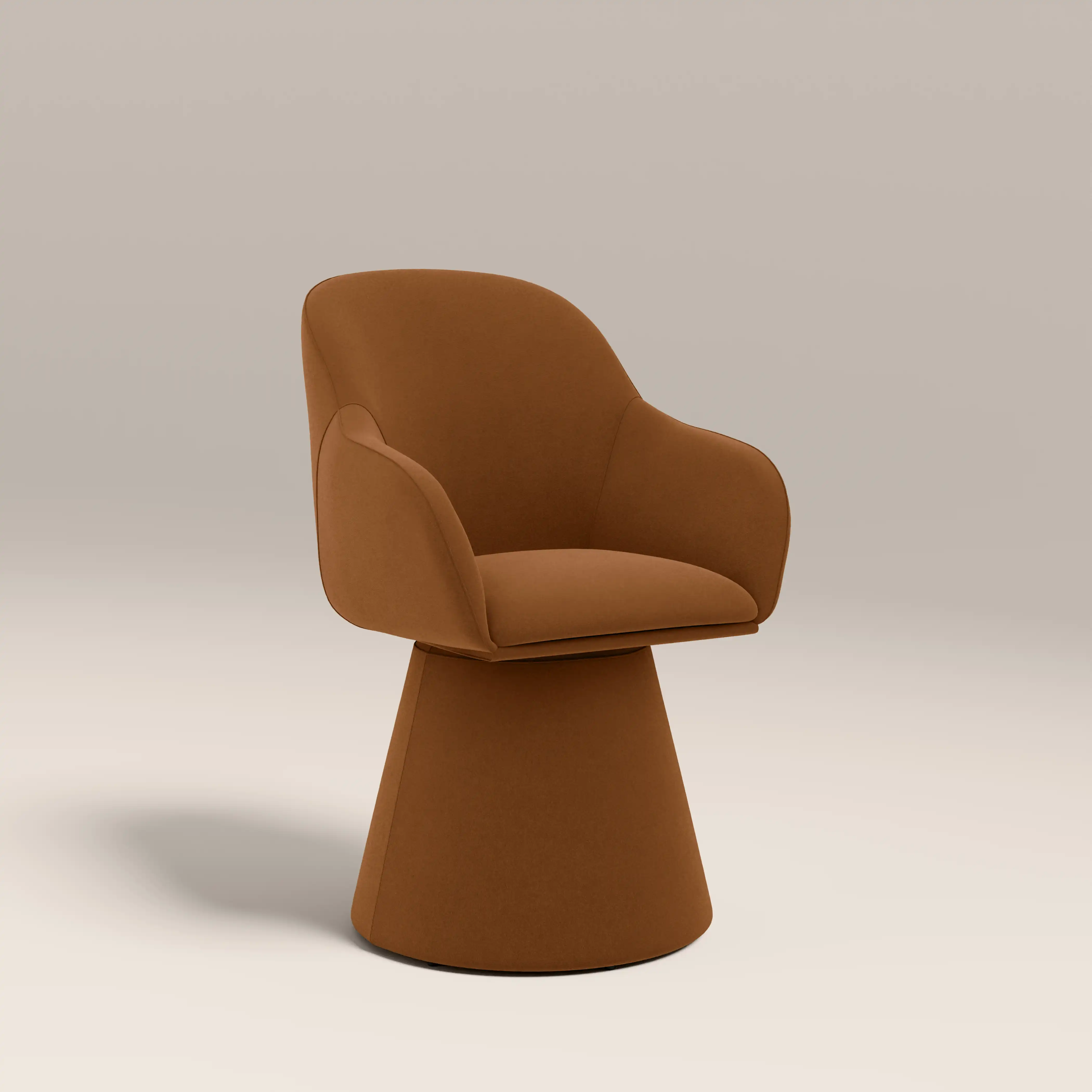 Herman Swivel Carver Dining Chair | Caramel Brown Sustainable Mohair Velvet - Image 2
