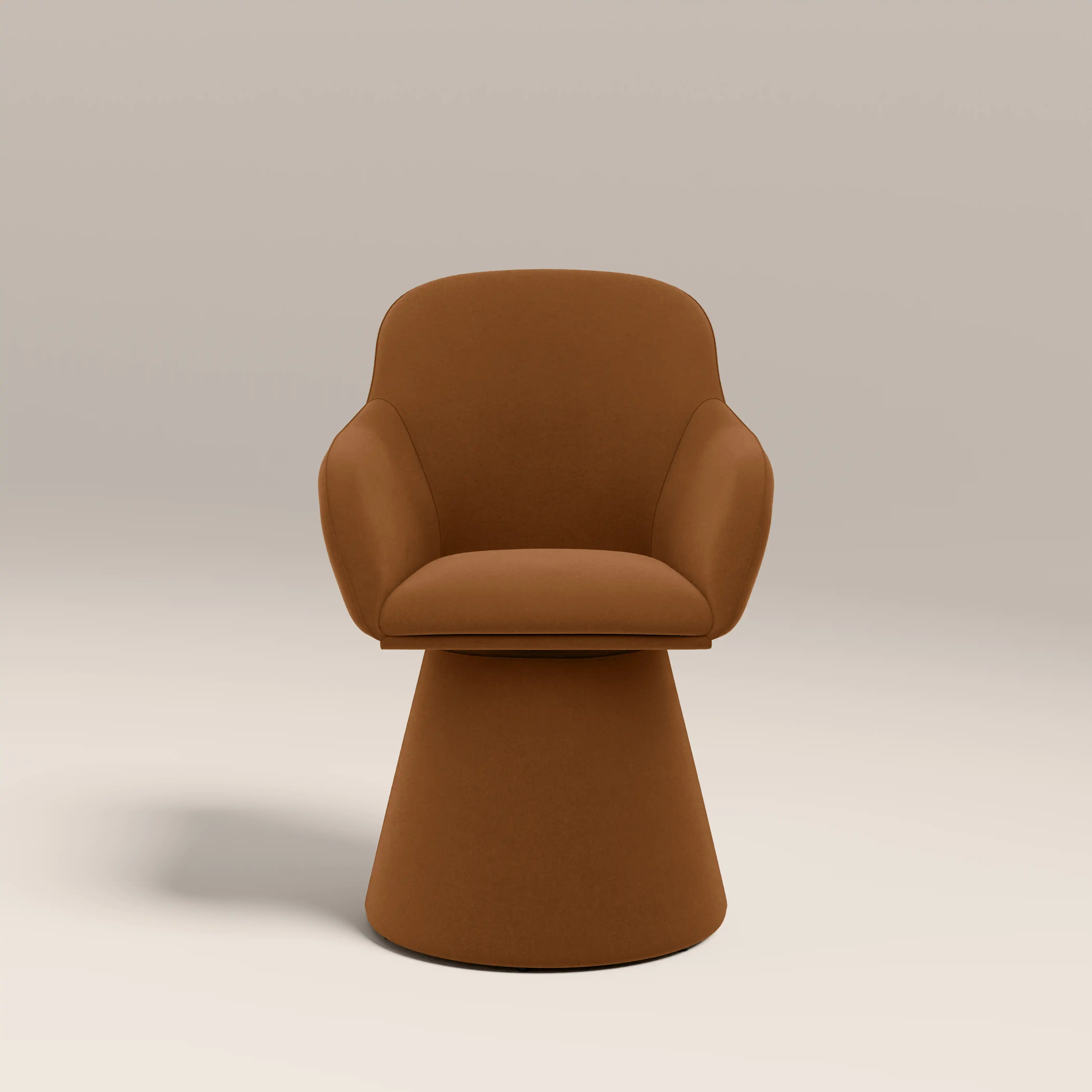 Herman Swivel Carver Dining Chair | Caramel Brown Sustainable Mohair Velvet - Image 3