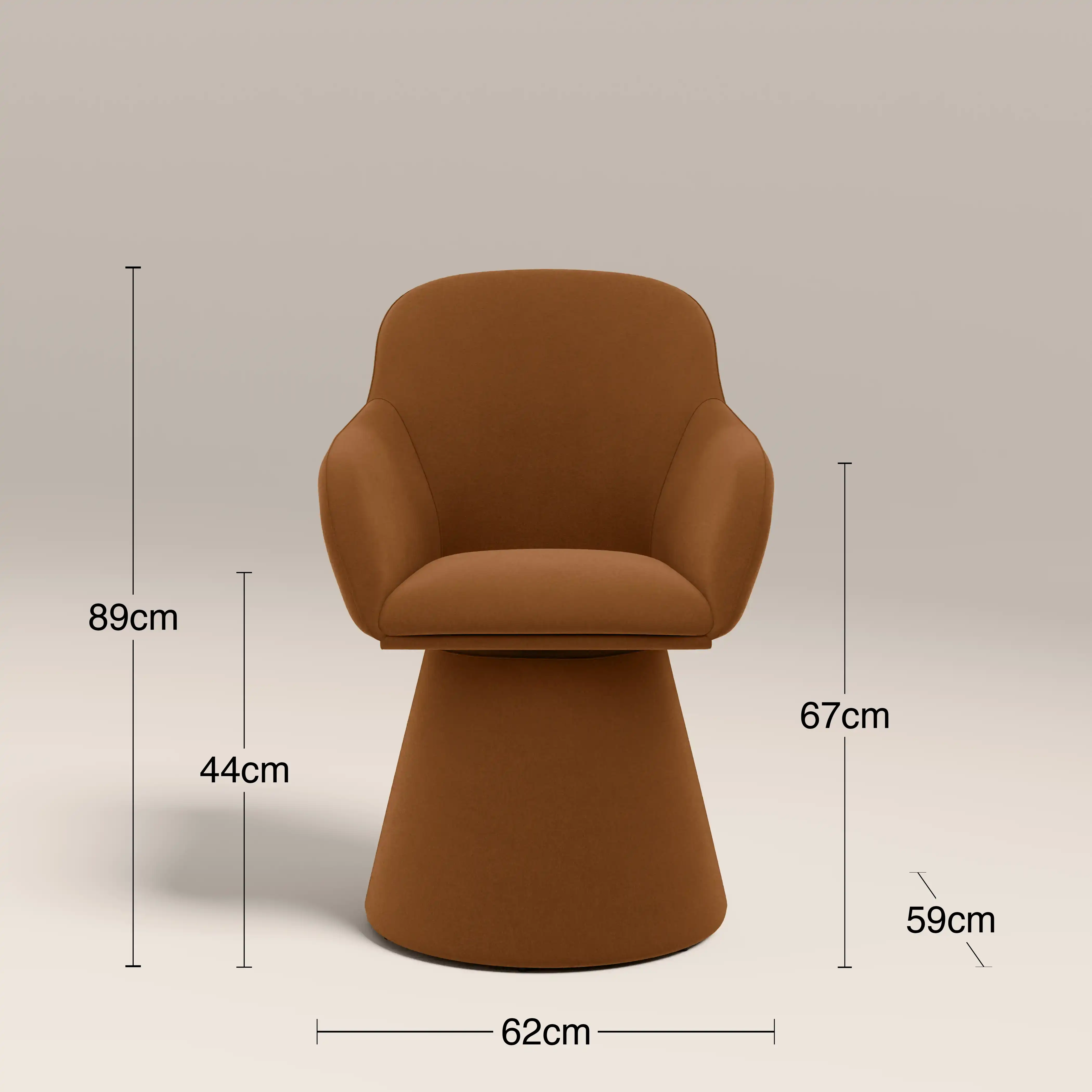 Herman Swivel Carver Dining Chair | Caramel Brown Sustainable Mohair Velvet - Image 8