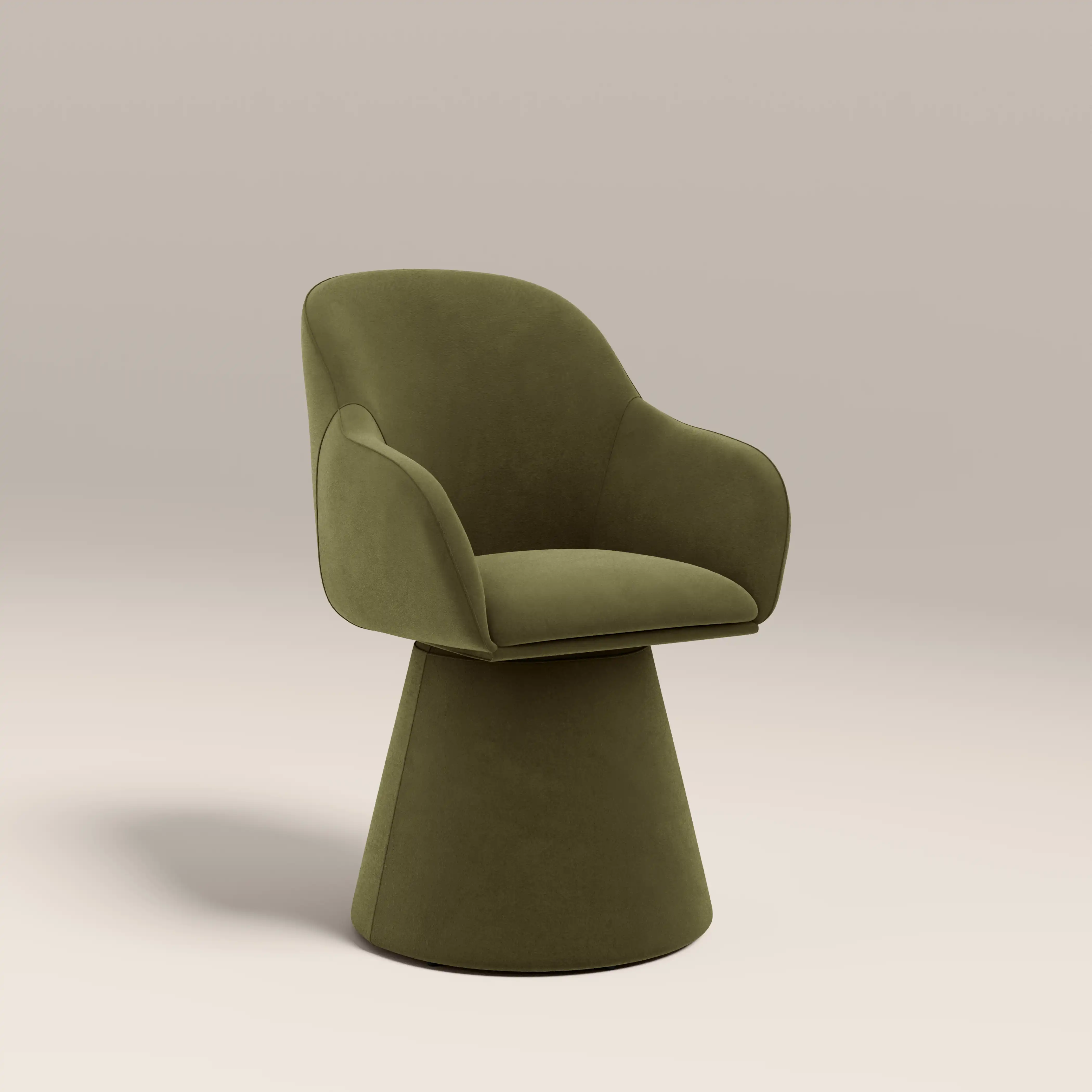 Herman Swivel Carver Dining Chair | Moss Green Sustainable Mohair Velvet - Image 2