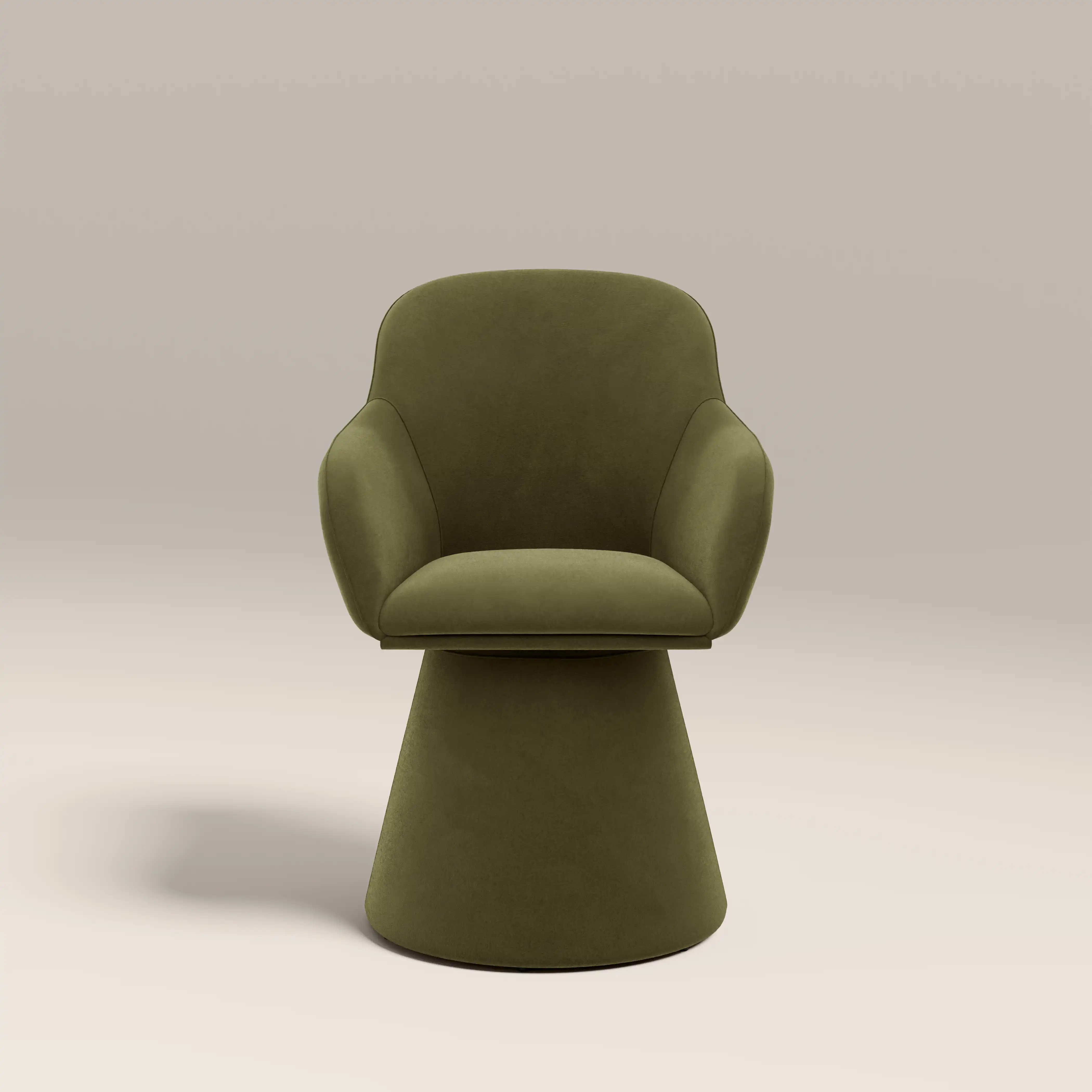 Herman Swivel Carver Dining Chair | Moss Green Sustainable Mohair Velvet - Image 3