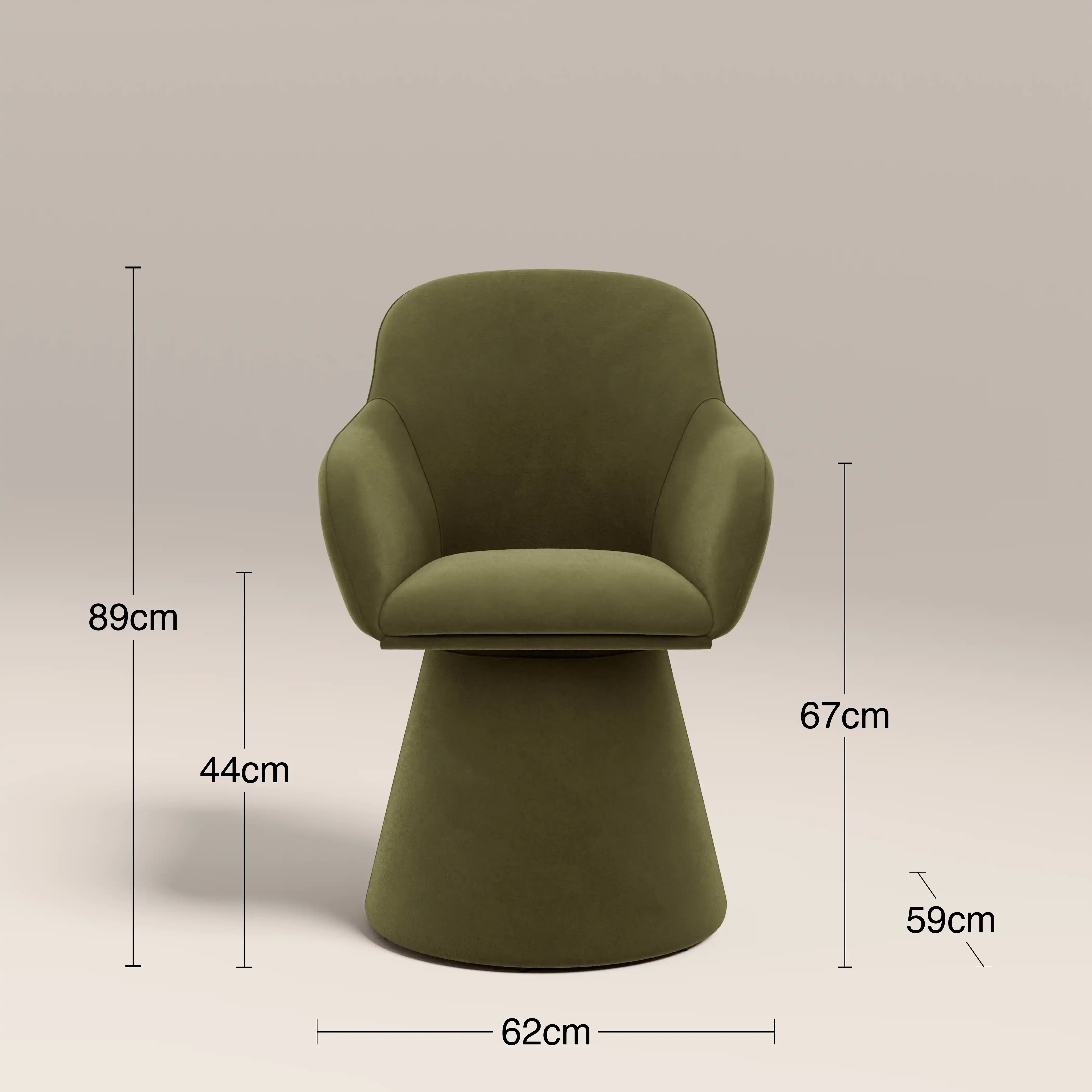 Herman Swivel Carver Dining Chair | Moss Green Sustainable Mohair Velvet - Image 8