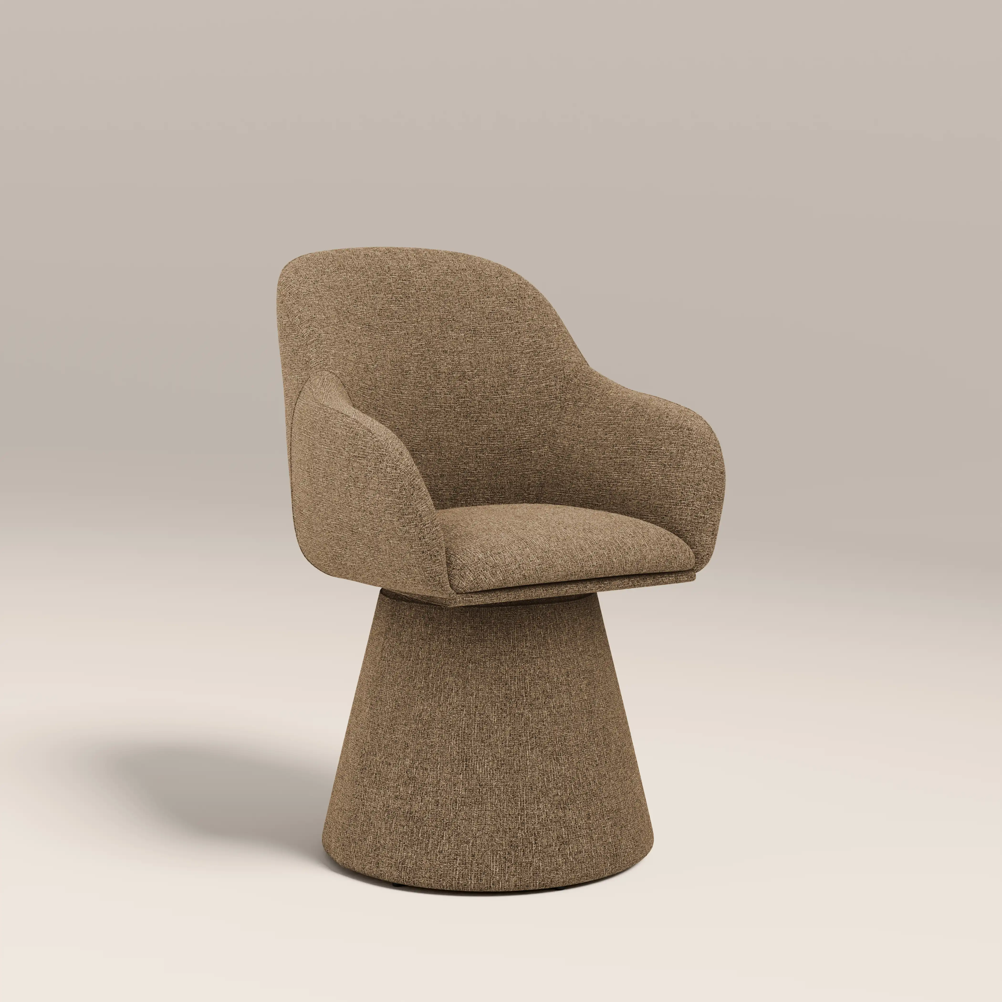 Herman Swivel Carver Dining Chair | Speckled Cappuccino Boucle - Image 2