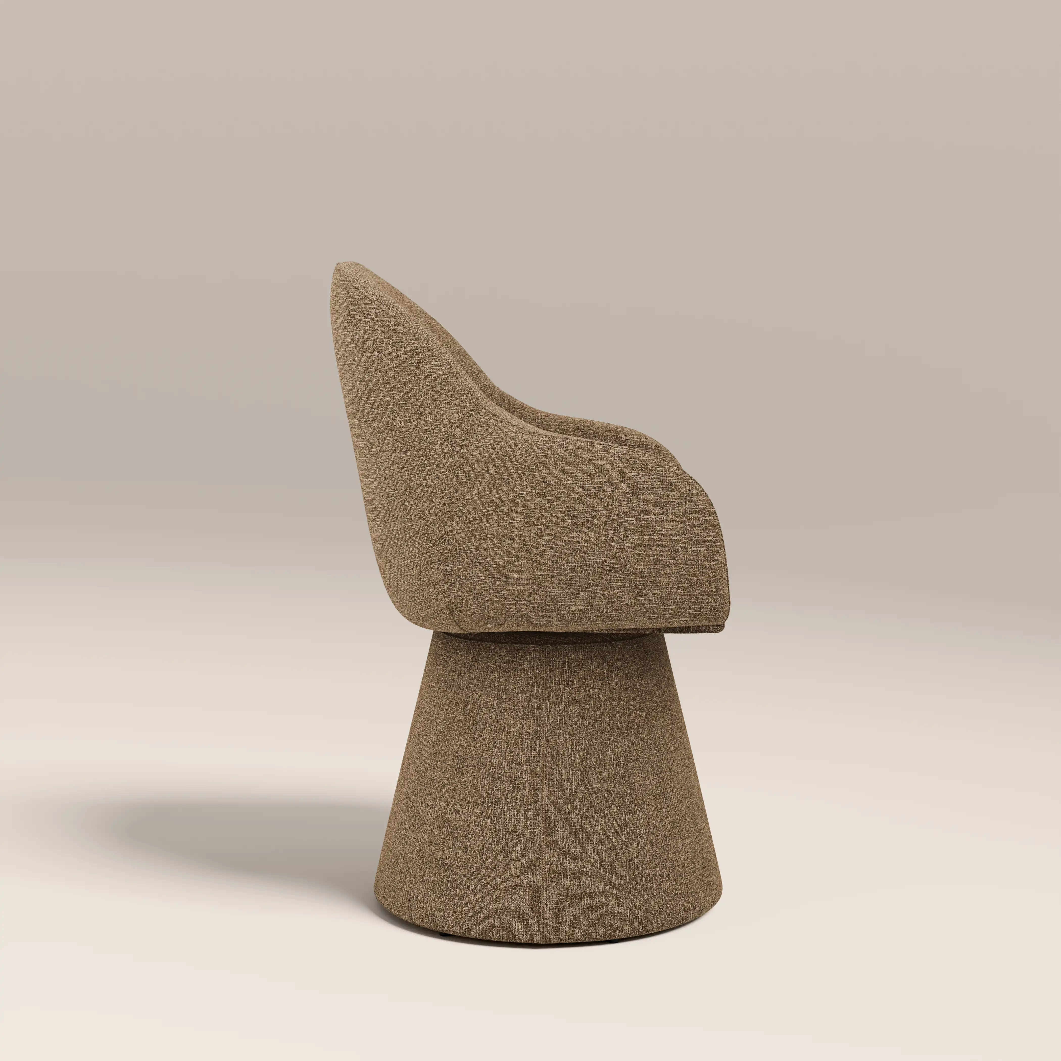 Herman Swivel Carver Dining Chair | Speckled Cappuccino Boucle - Image 5