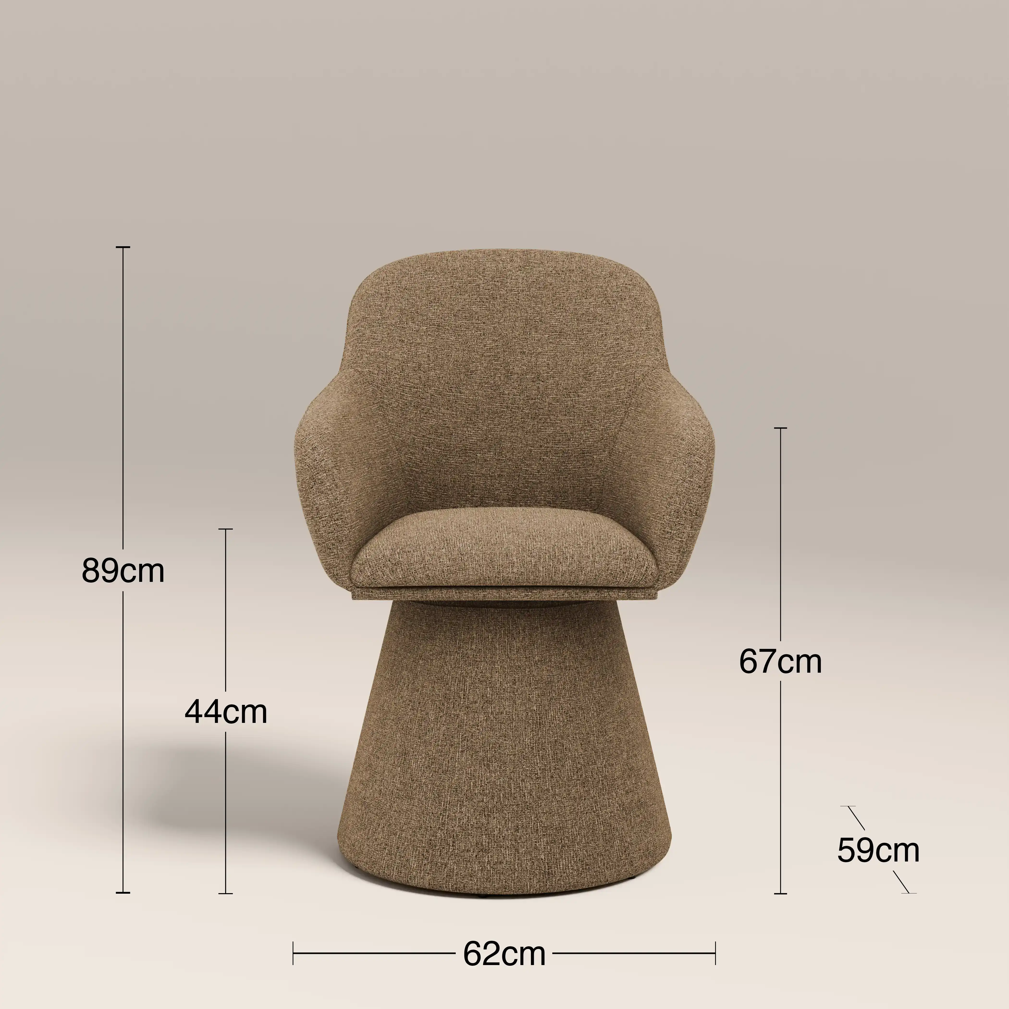 Herman Swivel Carver Dining Chair | Speckled Cappuccino Boucle - Image 8