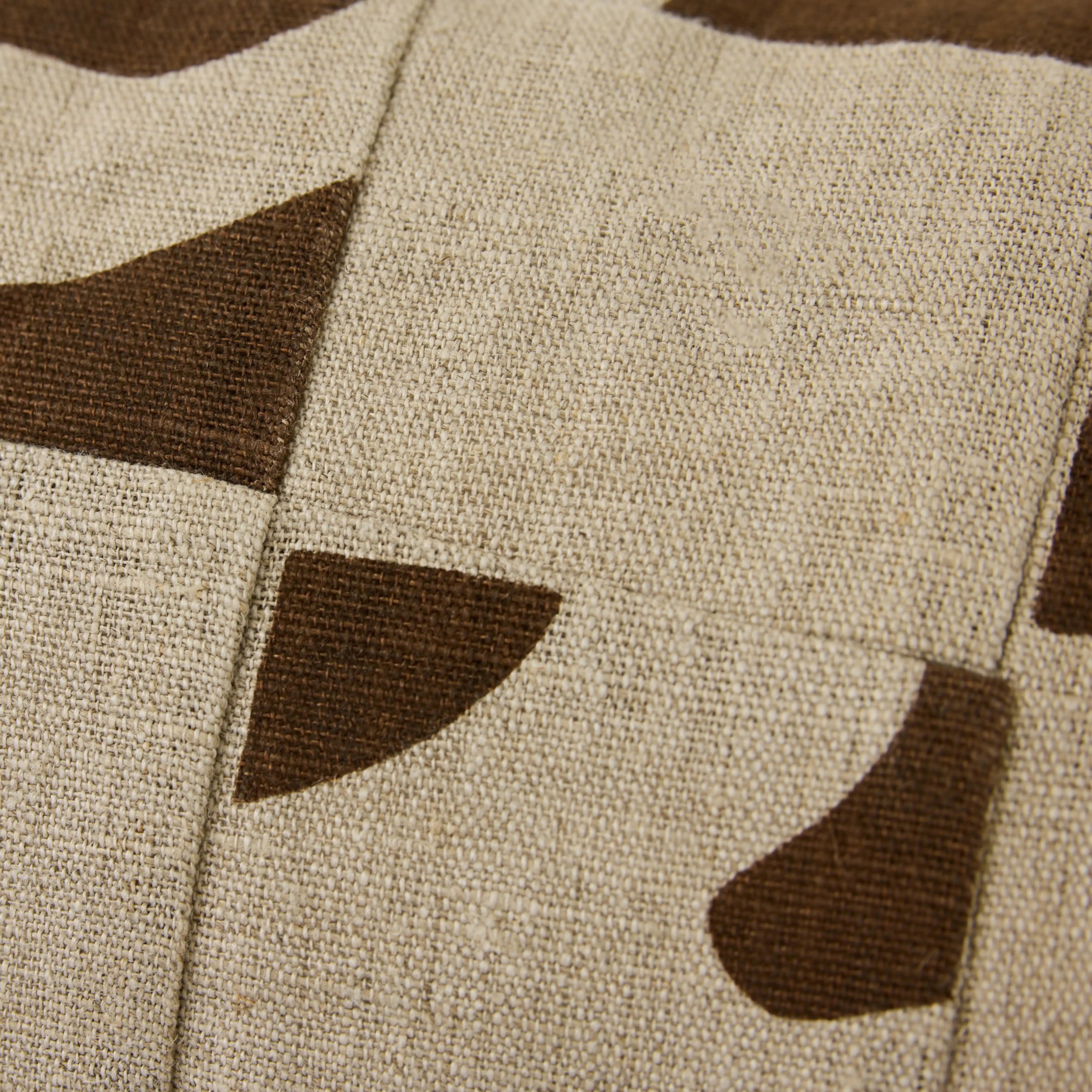 HKliving Patchwork Linen Cushion | Natural - Image 3