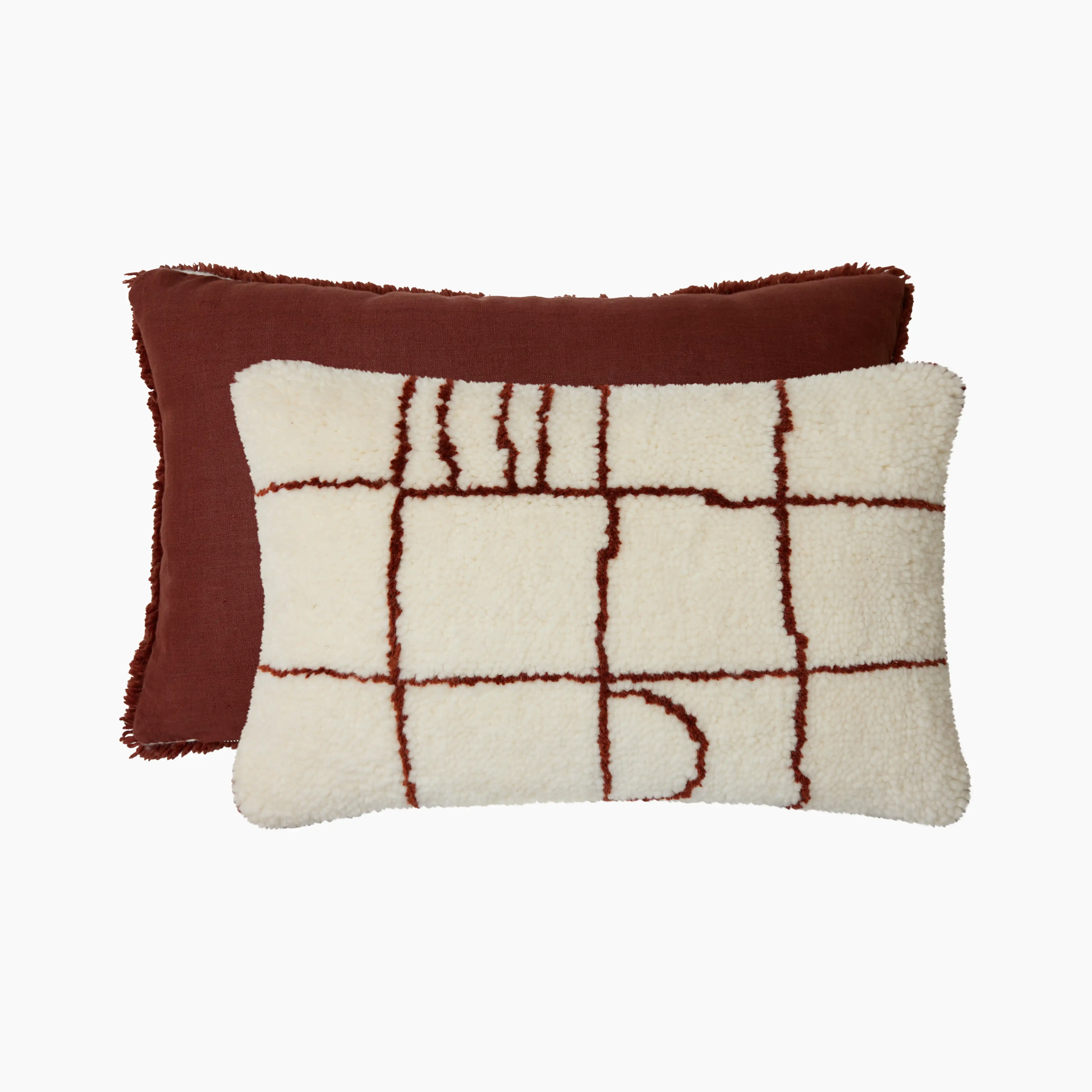 HKliving Rectangle Knitted Wool Cushion | Brown - Image 4