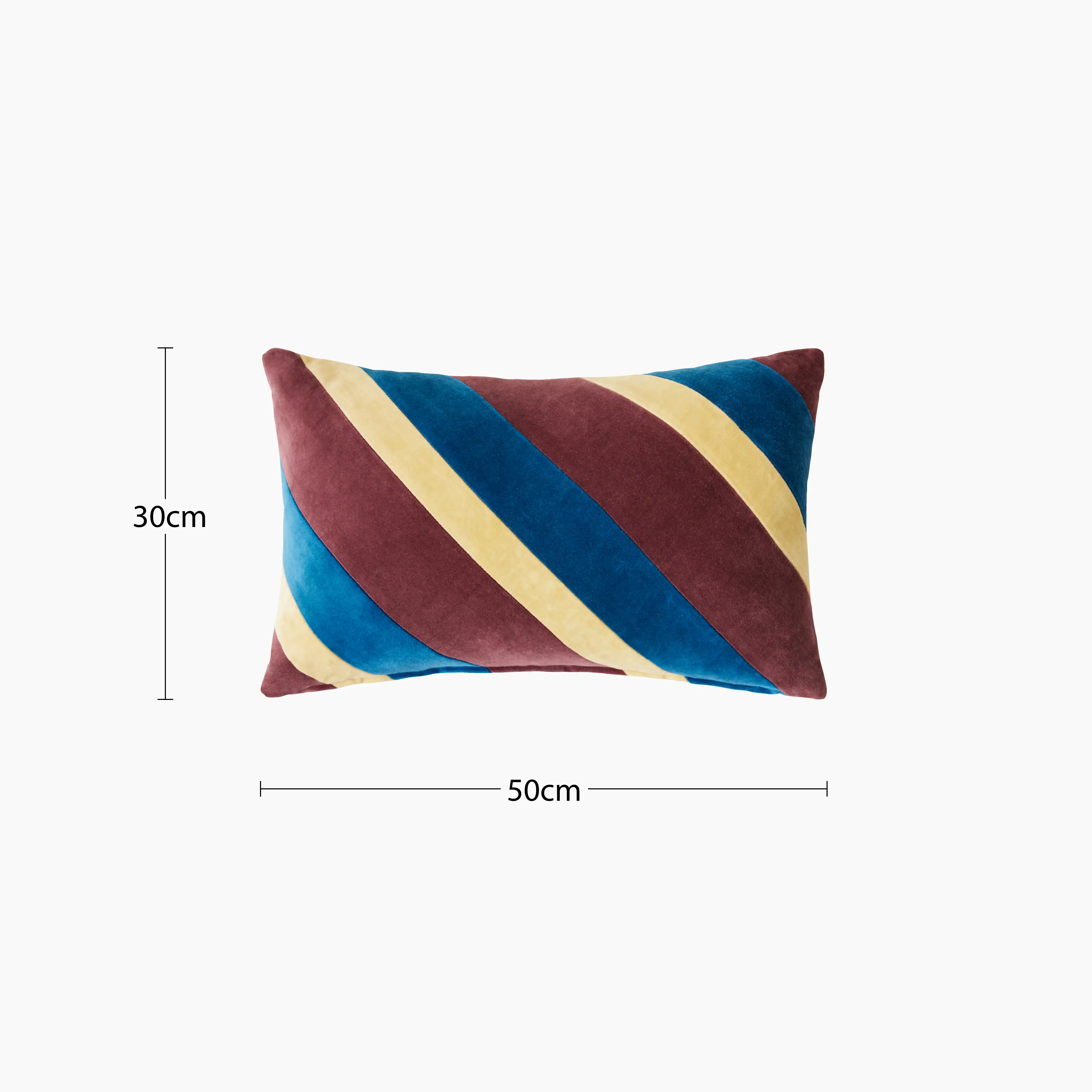 HKliving Striped Rectangle Velvet Cushion | Burgundy - Image 6