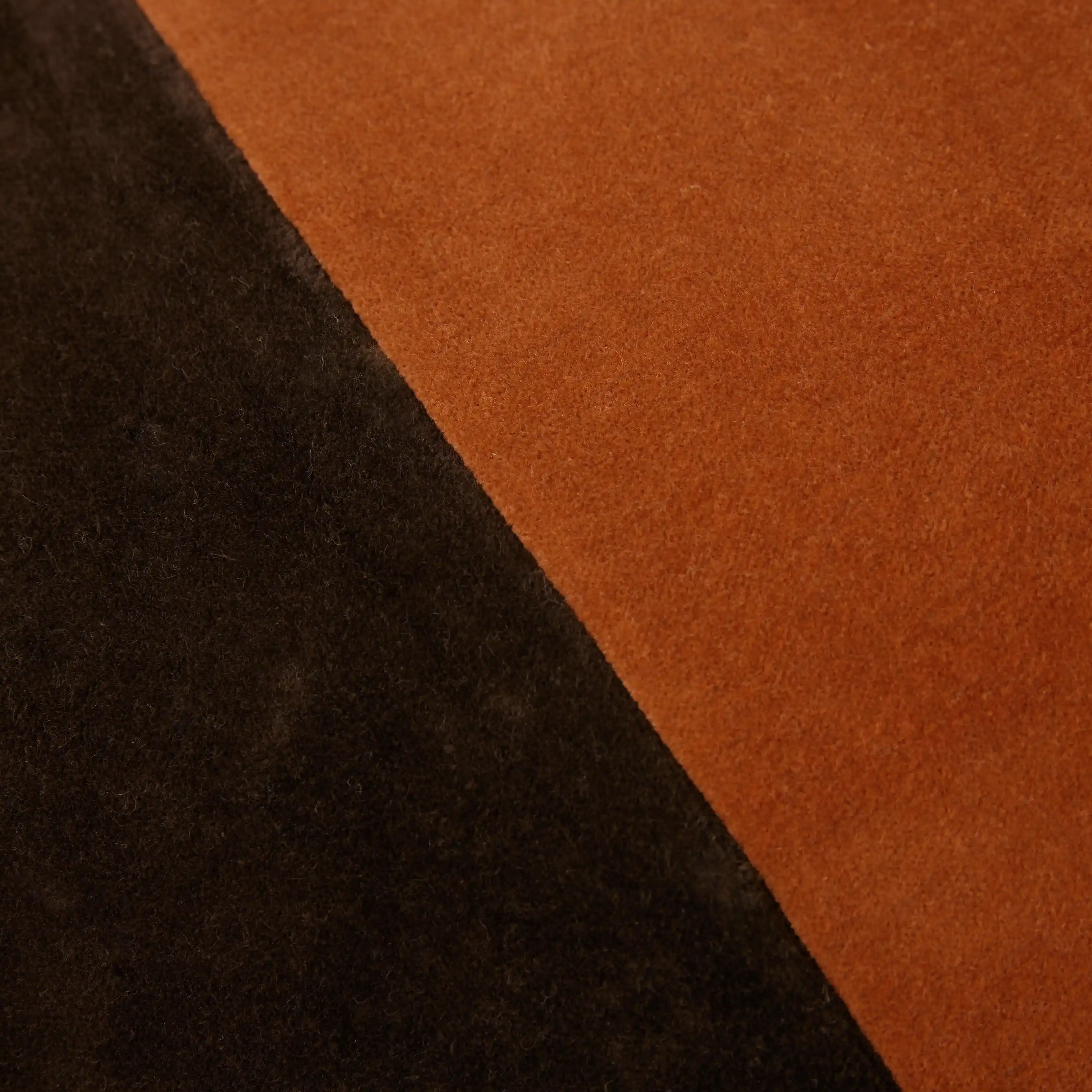 HKliving Striped Rectangle Velvet Cushion | Orange & Brown - Image 3