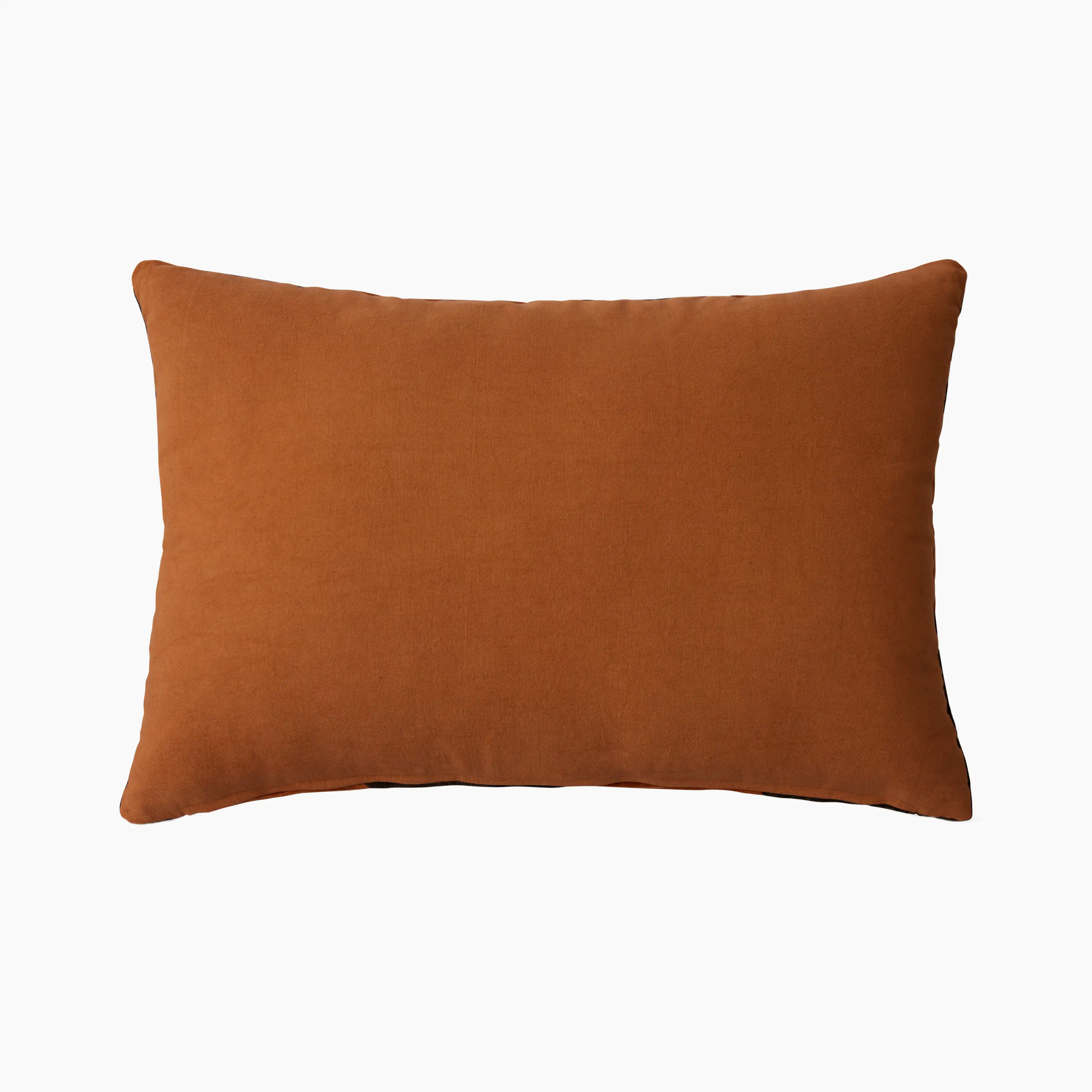 HKliving Striped Rectangle Velvet Cushion | Orange & Brown - Image 5