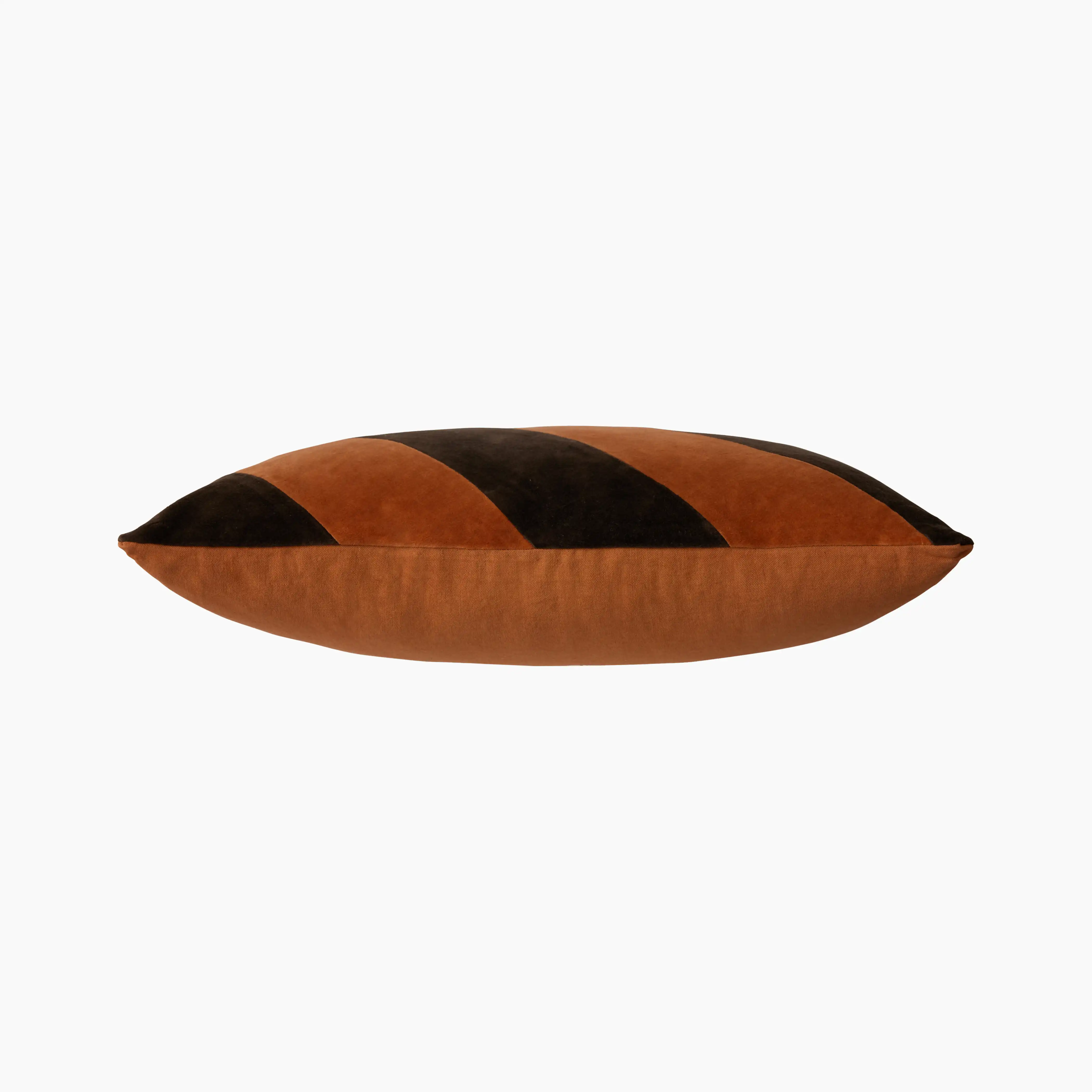 HKliving Striped Rectangle Velvet Cushion | Orange & Brown - Image 6