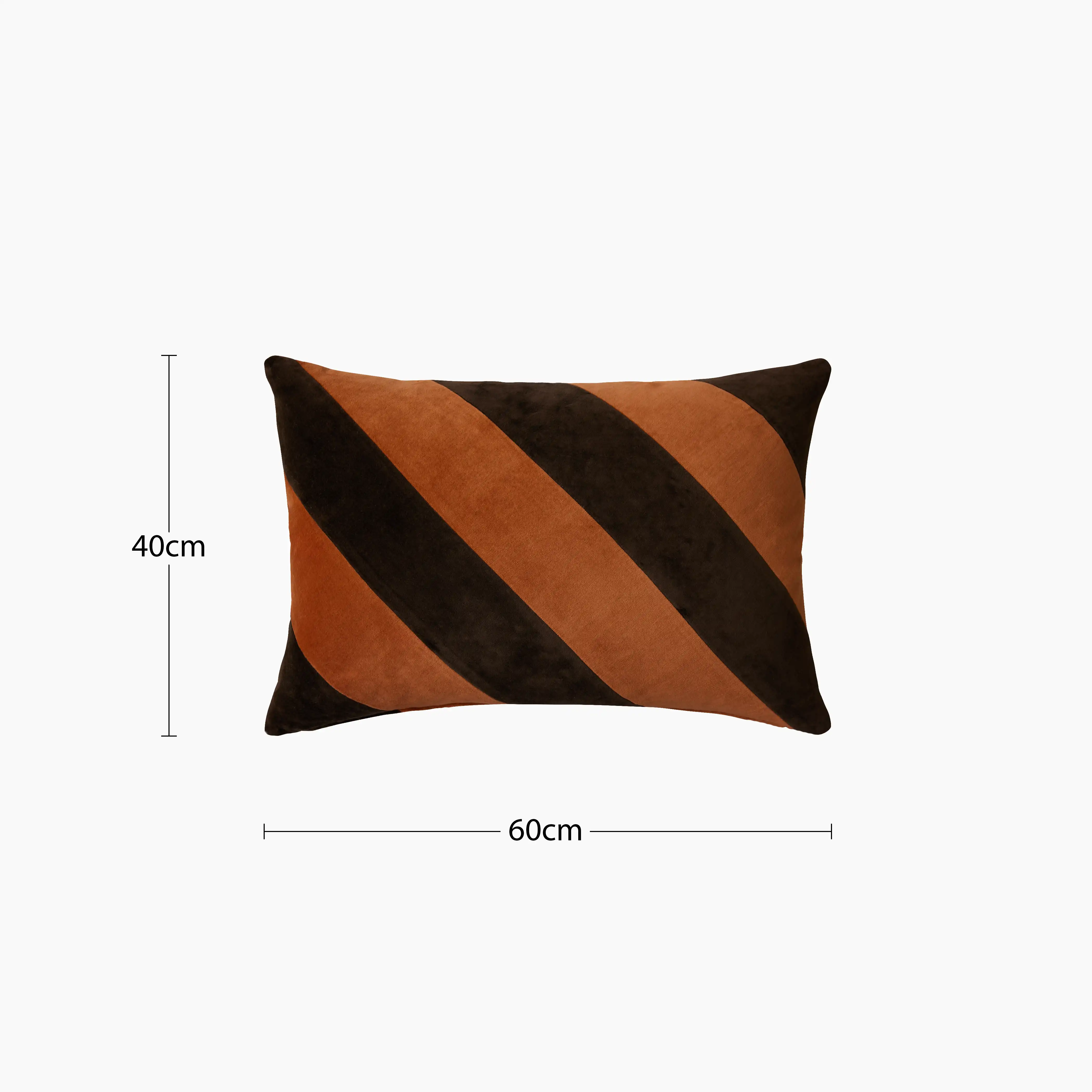 HKliving Striped Rectangle Velvet Cushion | Orange & Brown - Image 7