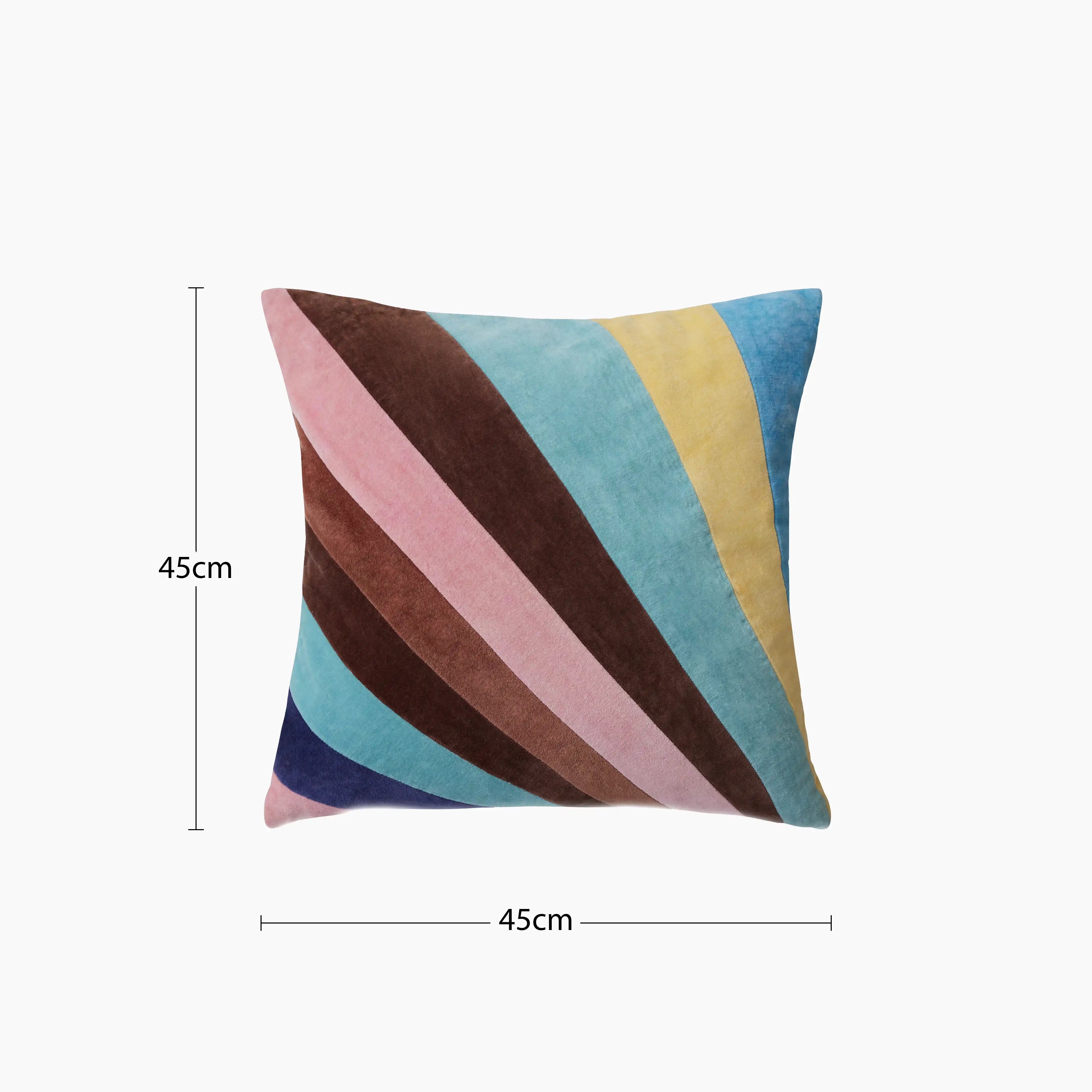 HKliving Striped Square Velvet Cushion | Multicolour - Image 6