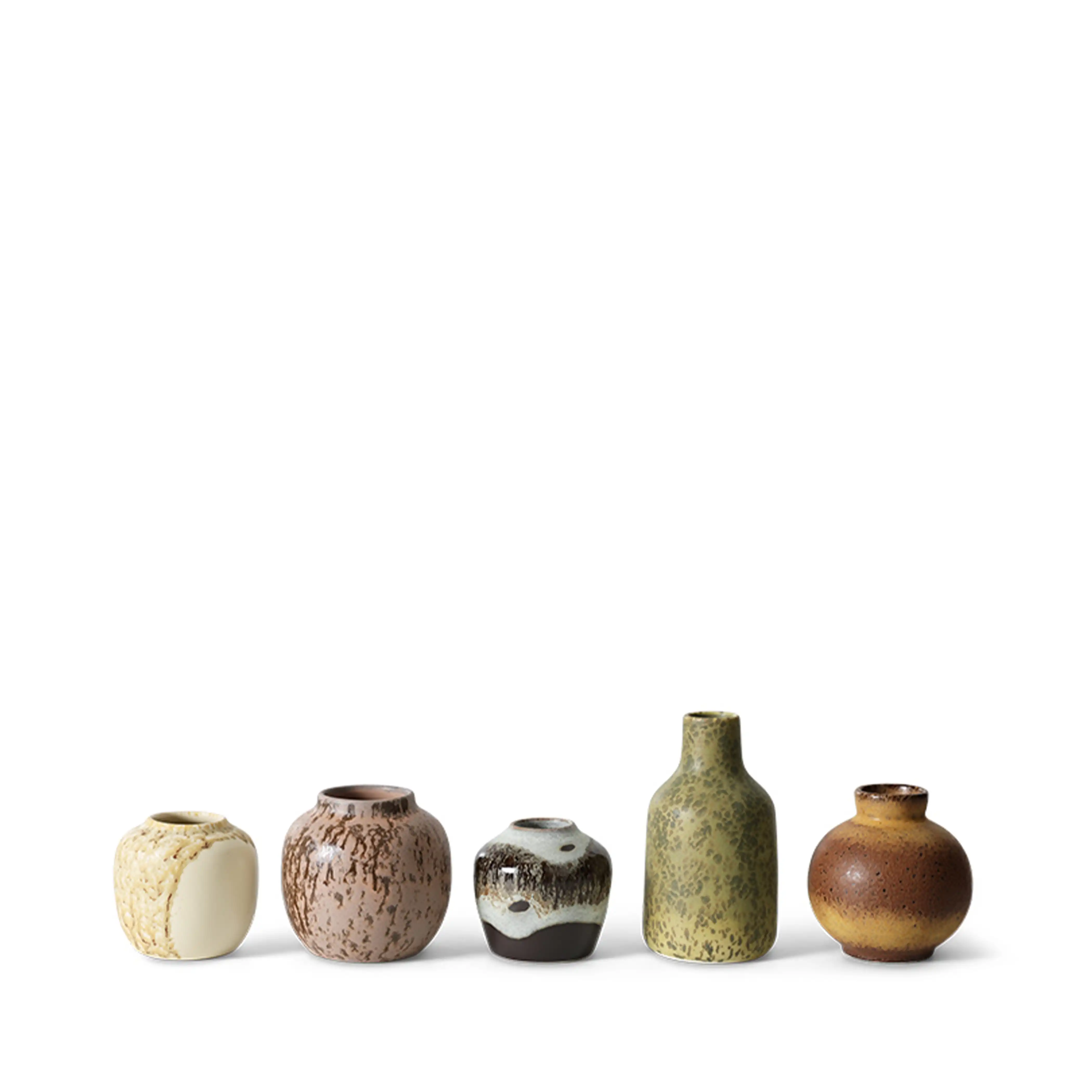 HKliving 70s Ceramics Set of 5 Small Vases | Multicolour - Image 3