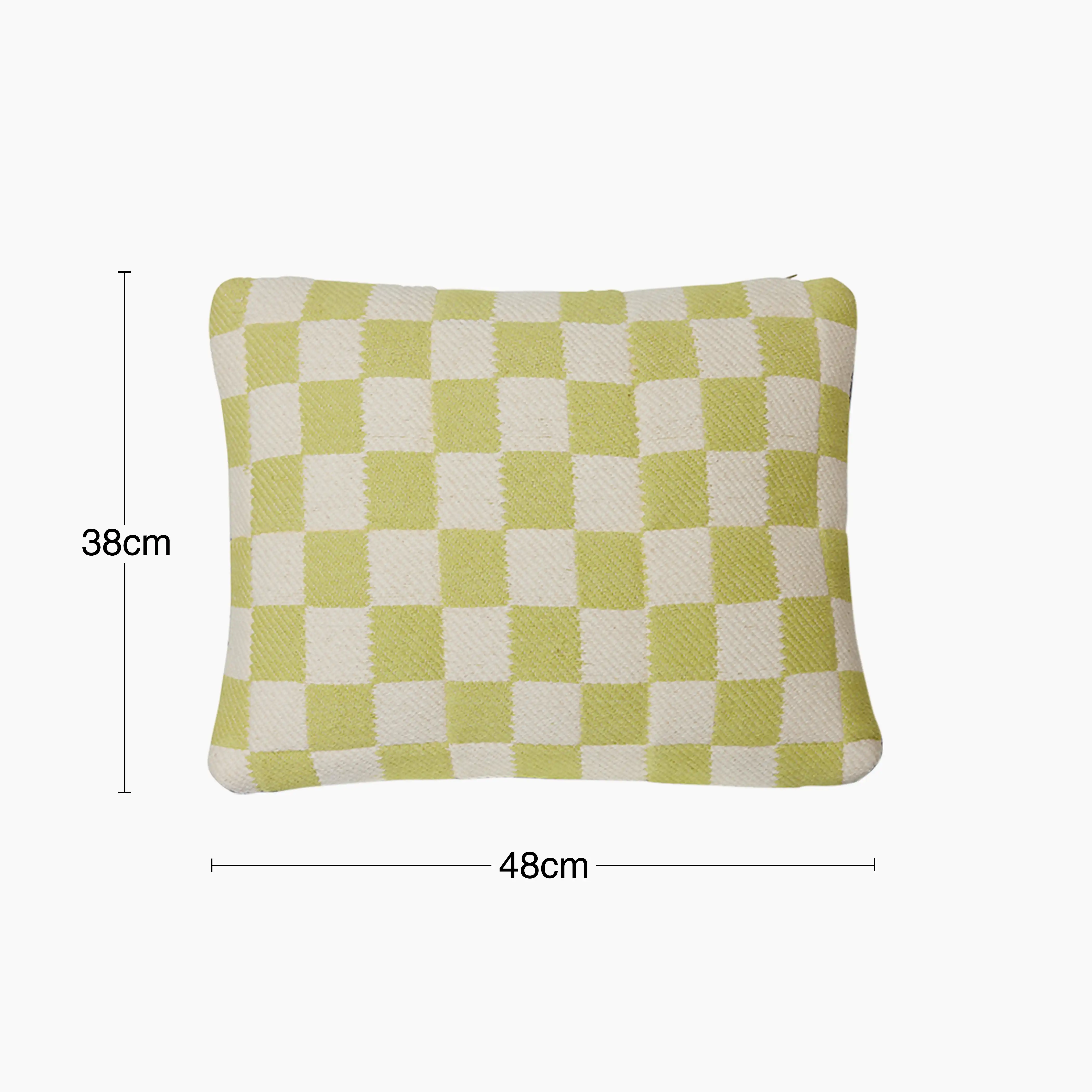 HKliving Checkered Rectangle Woven Cushion | Berries - Image 6