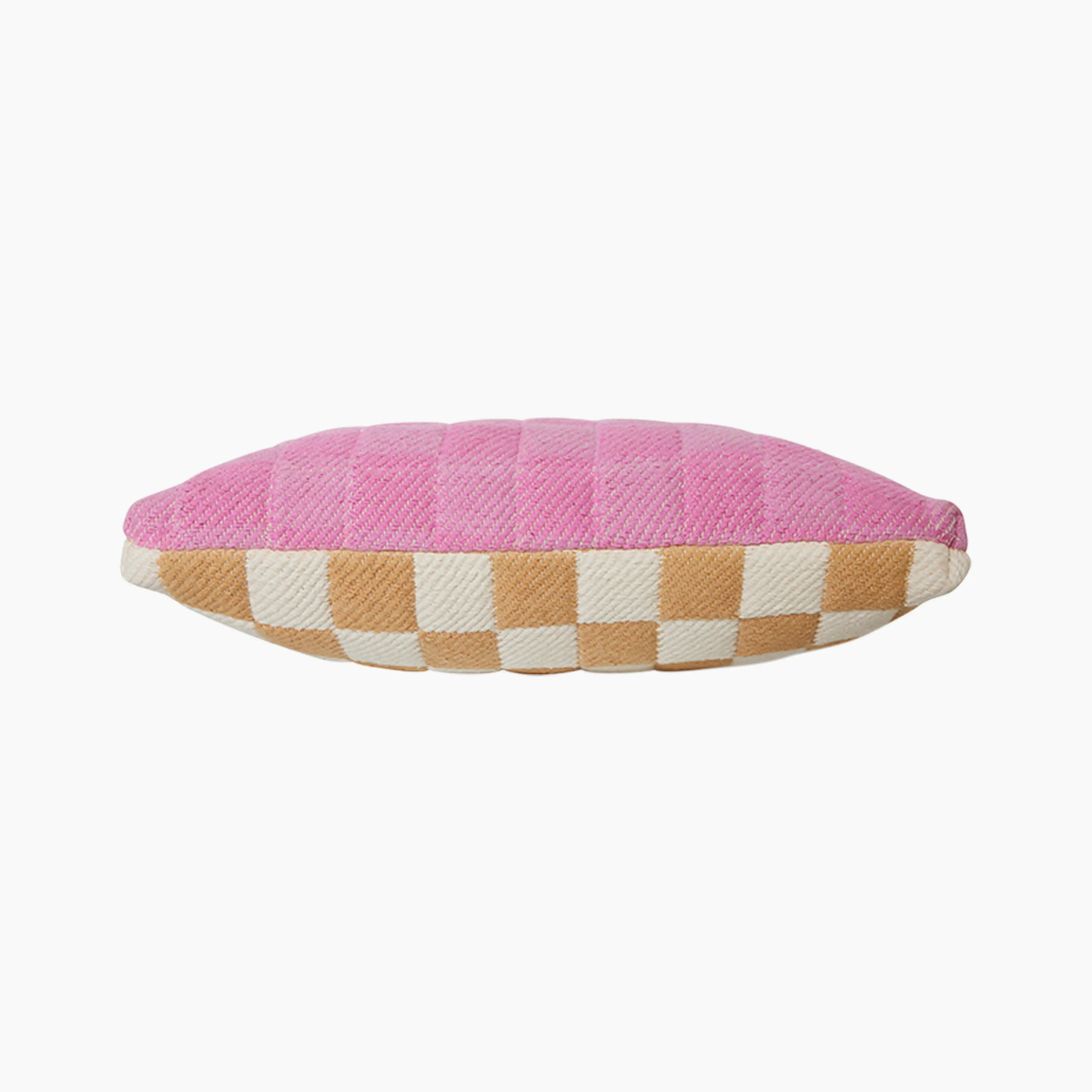 HKliving Checkered Rectangle Woven Cushion | Grapefruit - Image 4