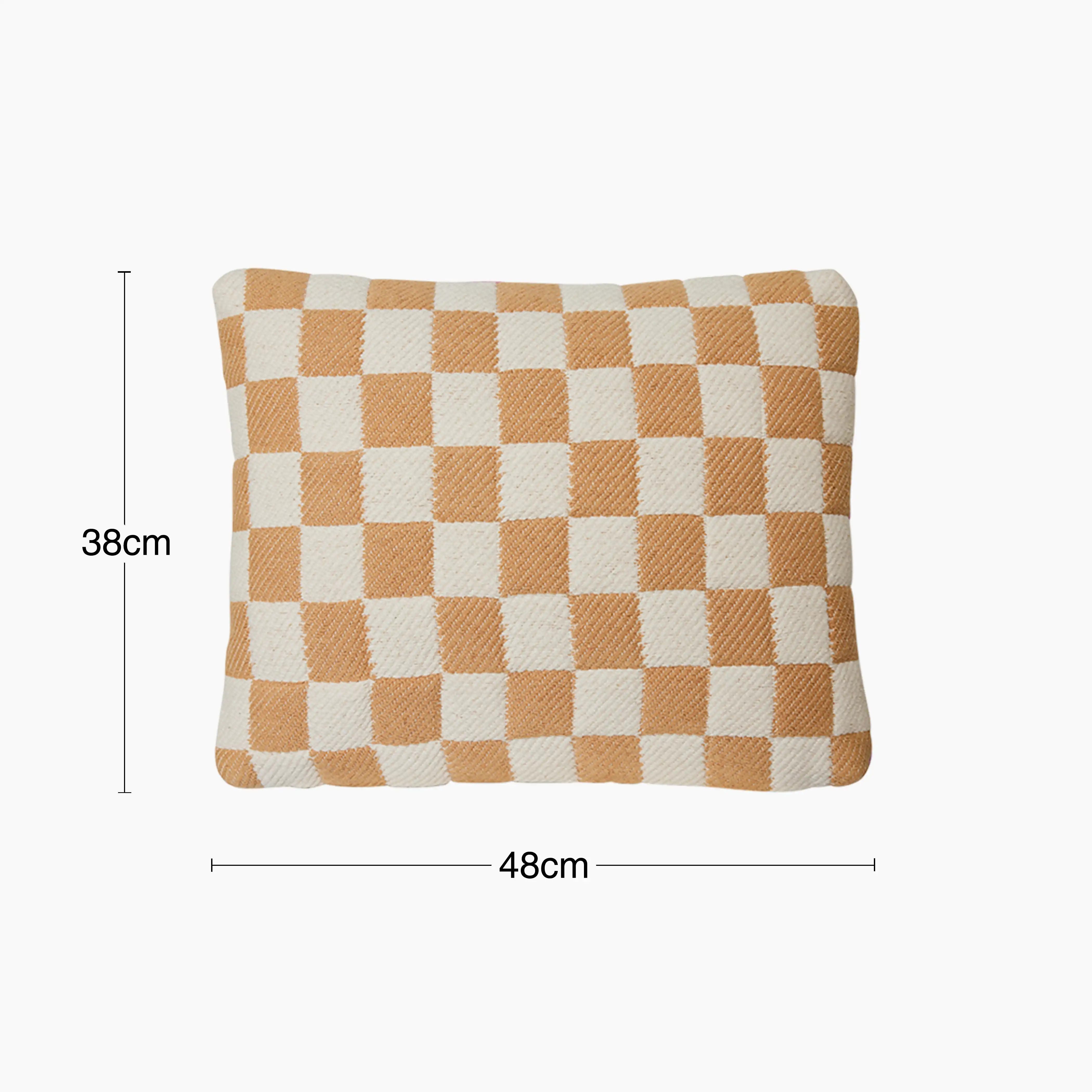 HKliving Checkered Rectangle Woven Cushion | Grapefruit - Image 6