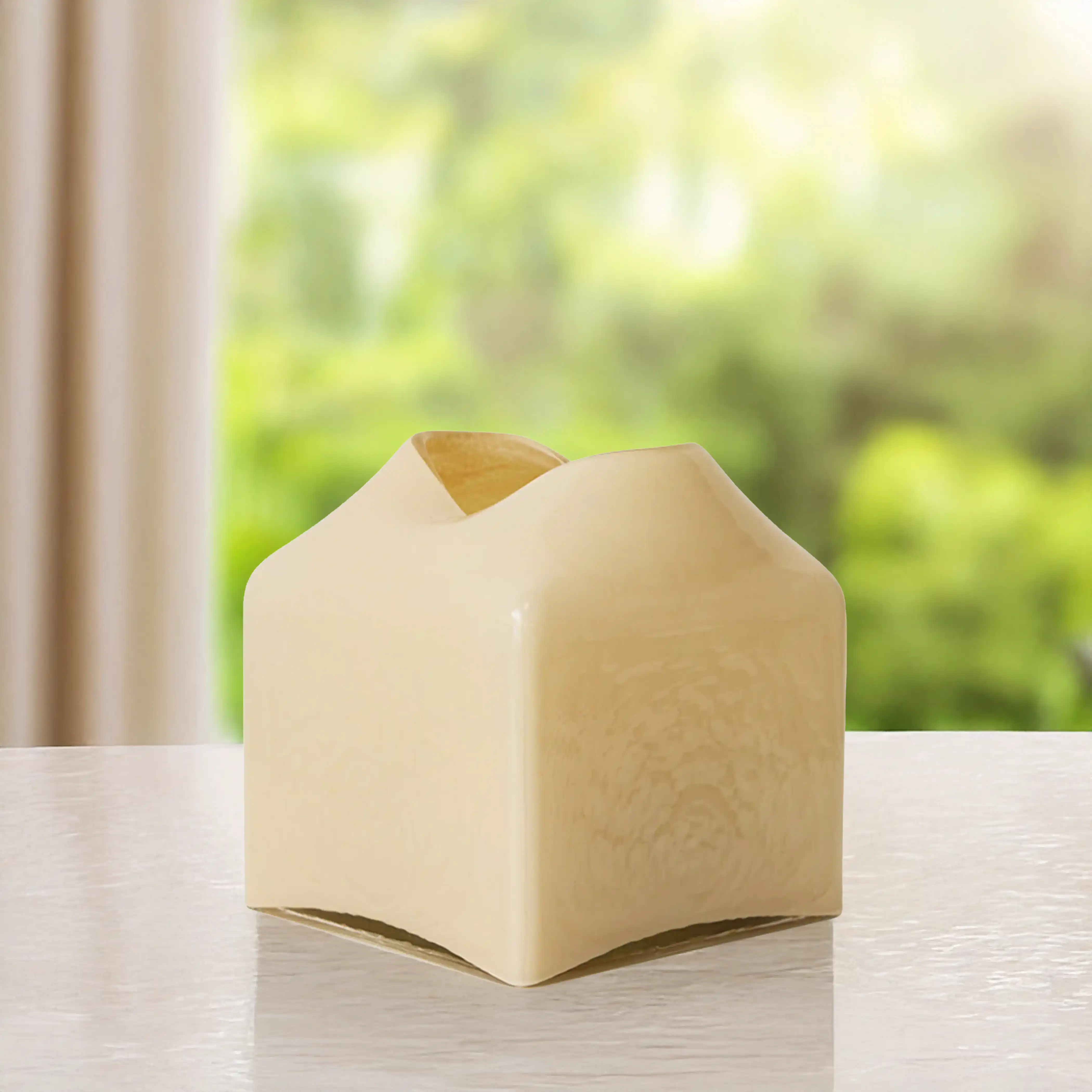 HKliving Forma Glass Vase | Cream - Image 2