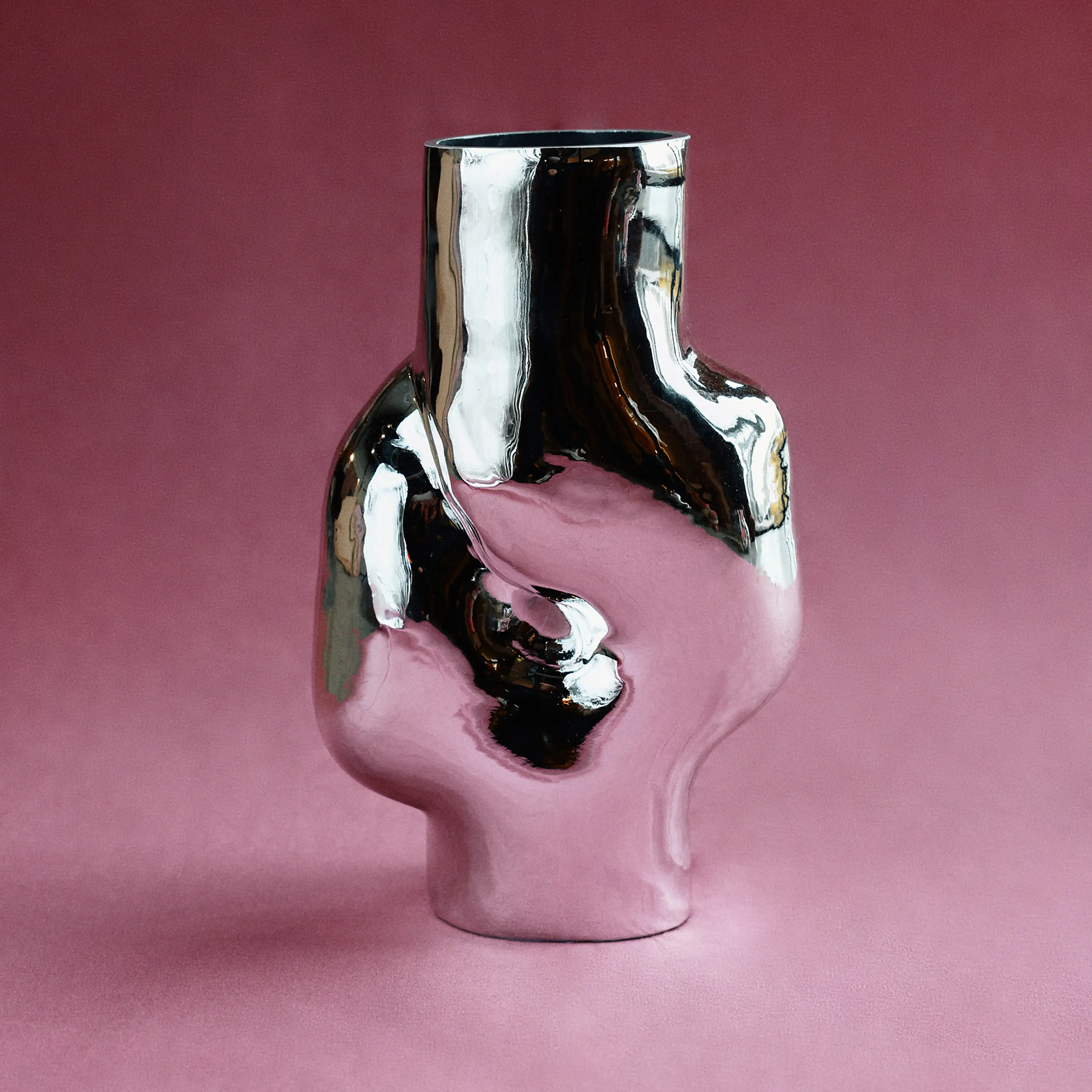 HKliving Glass Vase | Chrome - Image 3