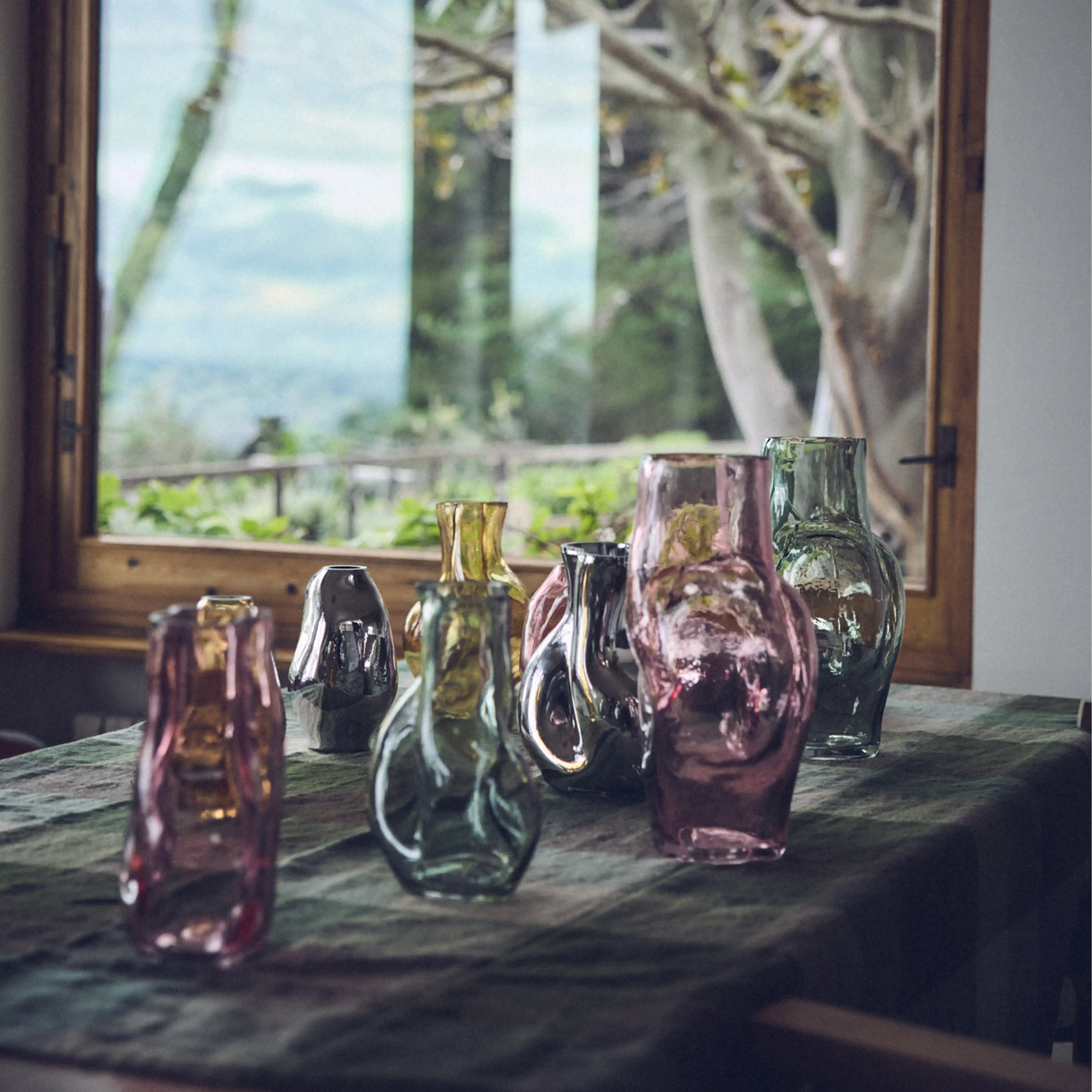 HKliving Gleam Glass High Vase | Olive - Image 5