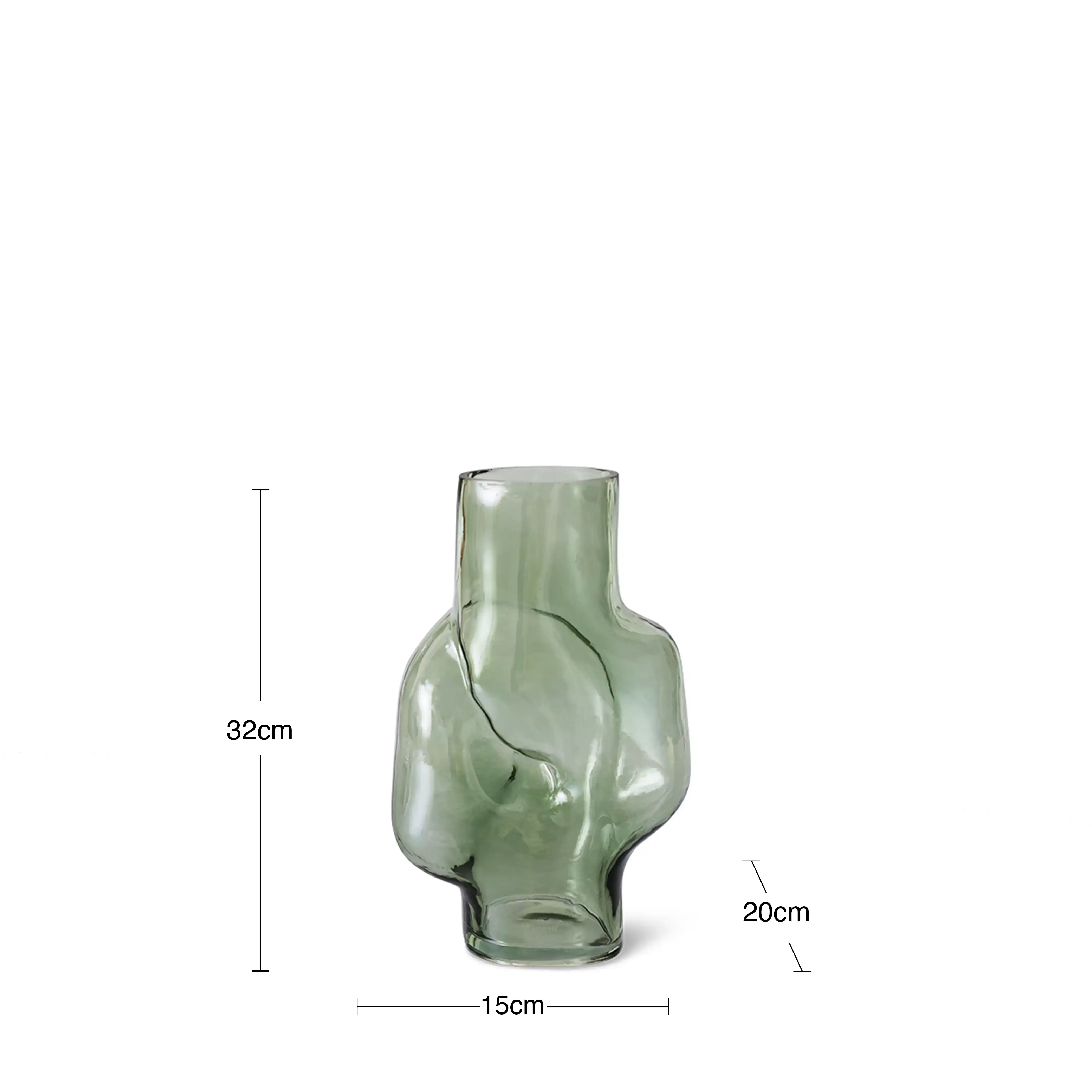 HKliving Gleam Glass High Vase | Olive - Image 6