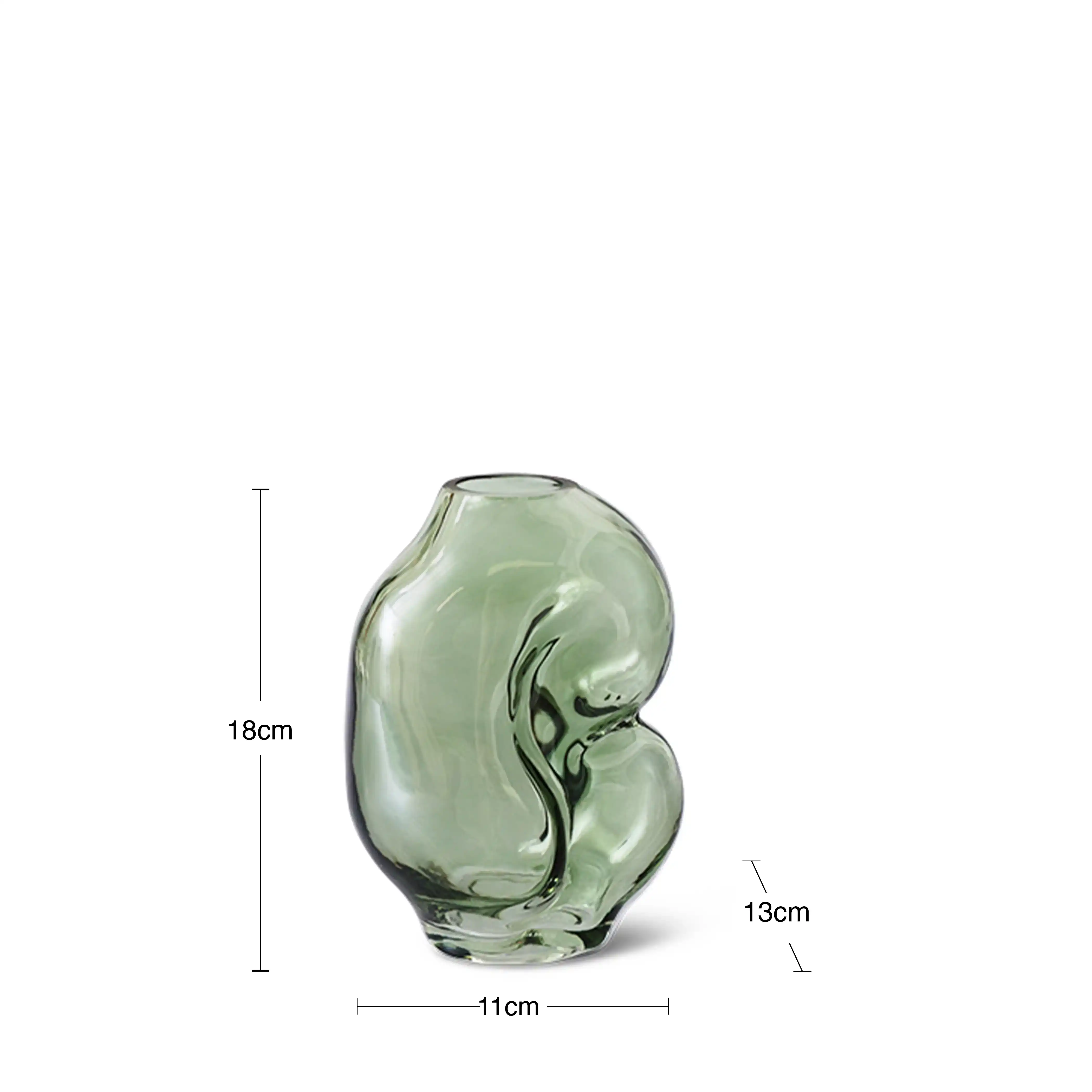 HKliving Gleam Glass Small Vase | Olive - Image 6