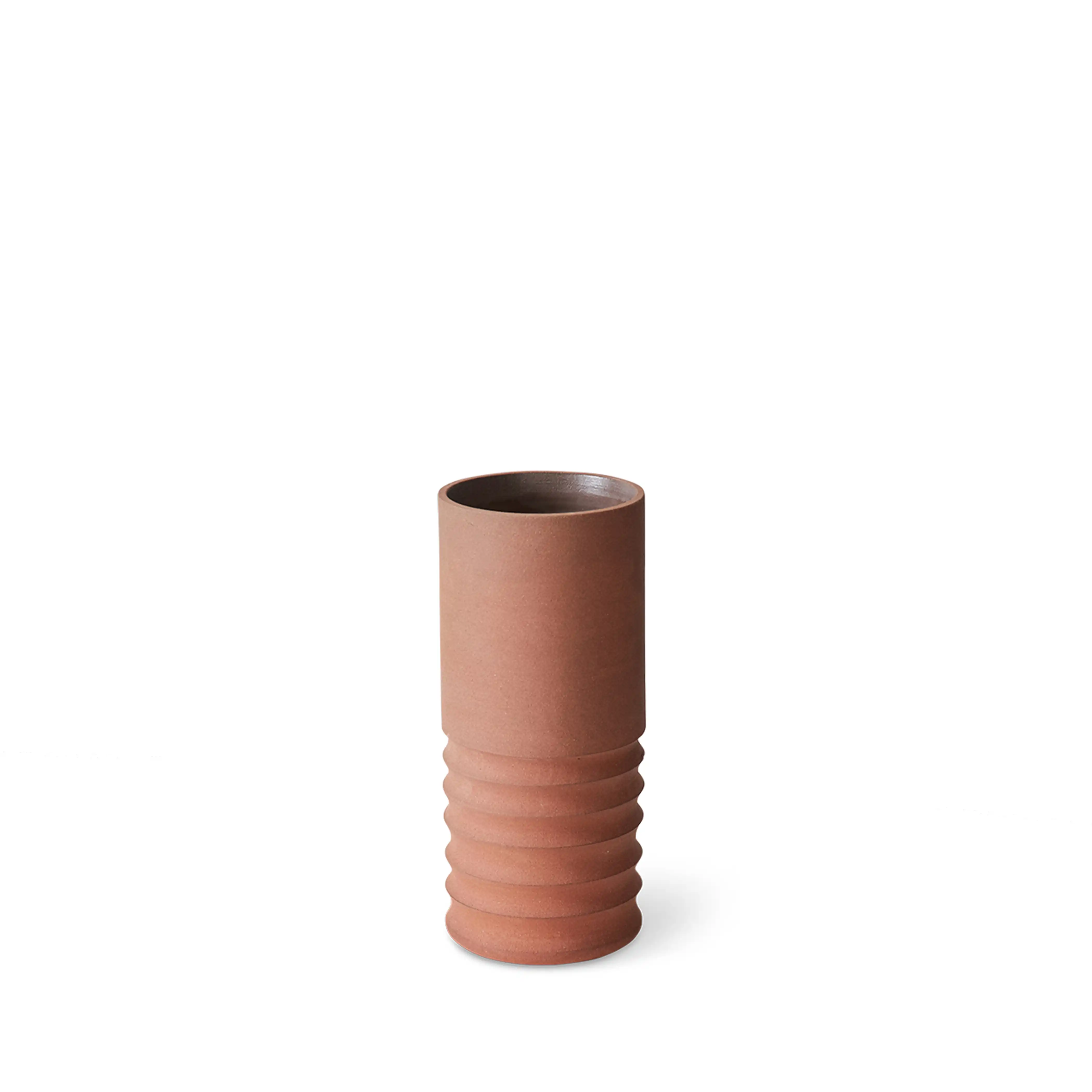 HKliving Handcarved Tube Vase | Terracotta - Image 3