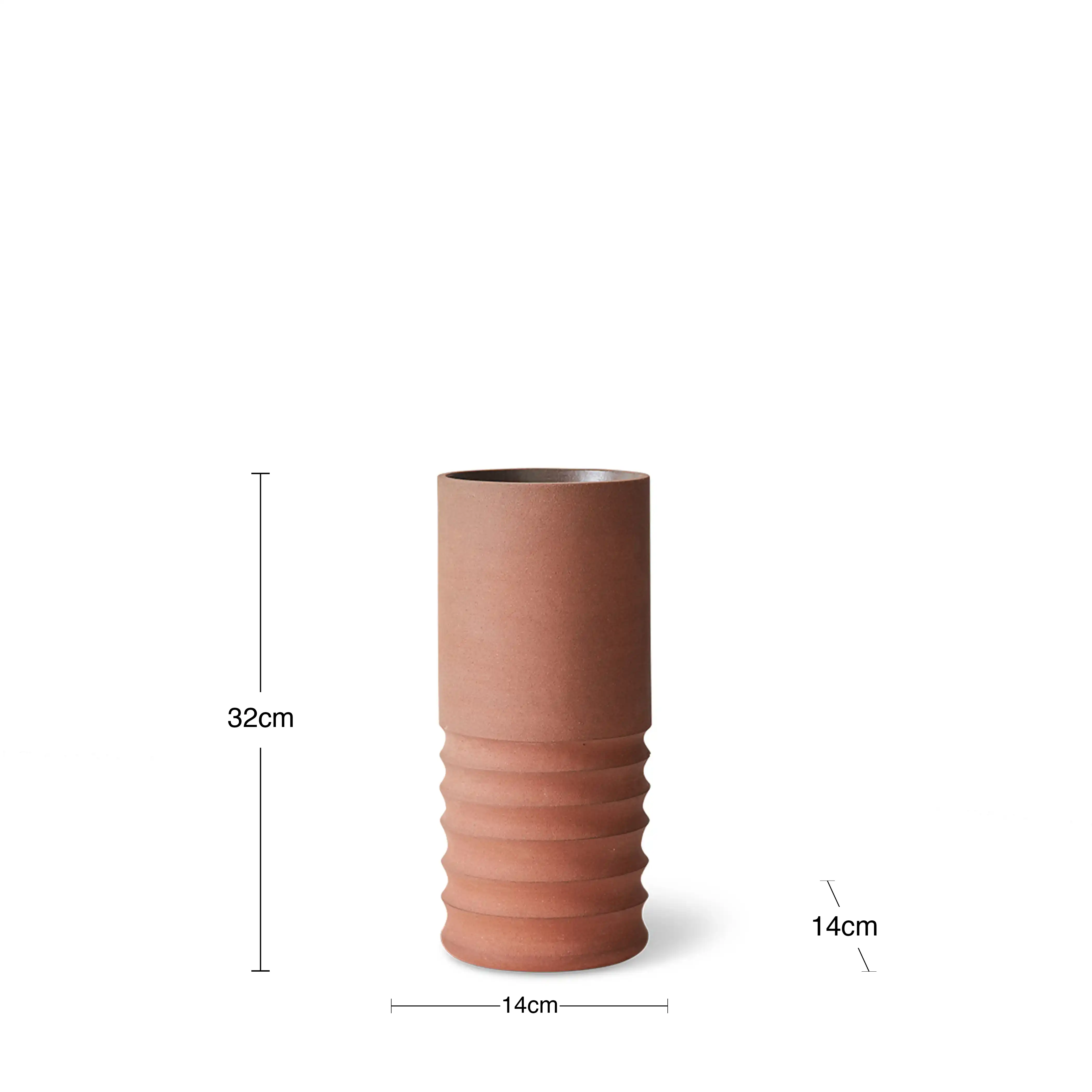 HKliving Handcarved Tube Vase | Terracotta - Image 6