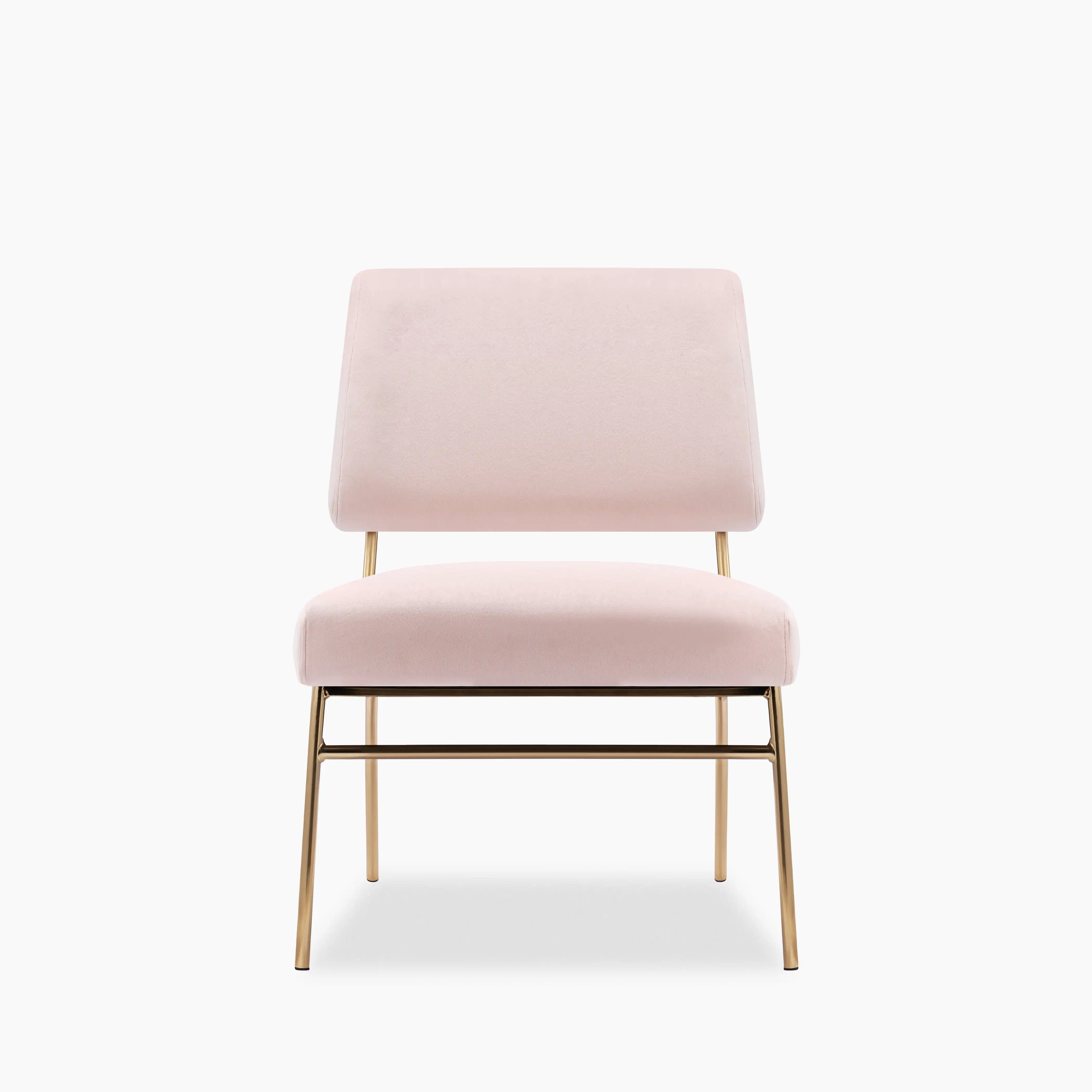 Holly Accent Chair | Light Pink Velvet & Brass - Image 3