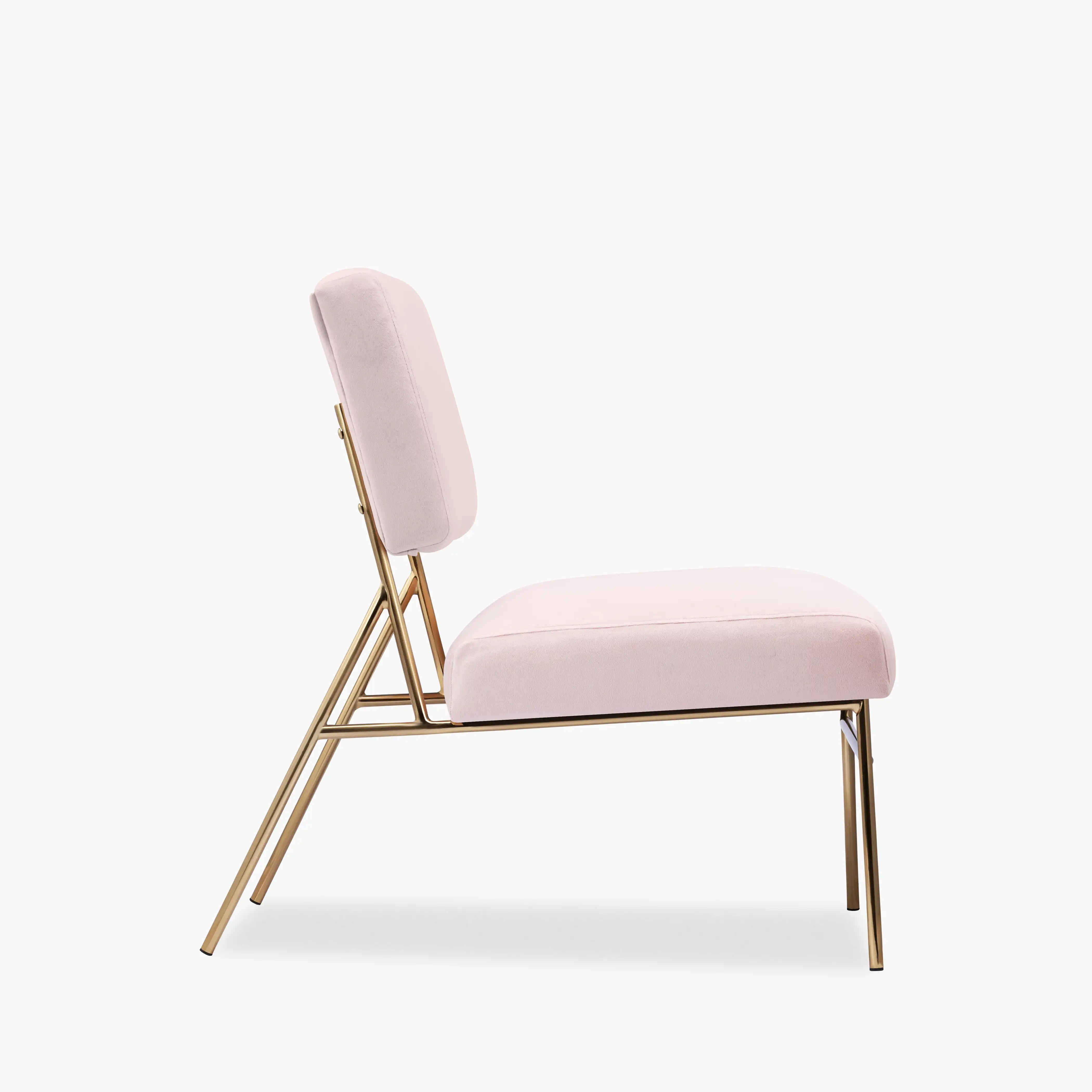 Holly Accent Chair | Light Pink Velvet & Brass - Image 4