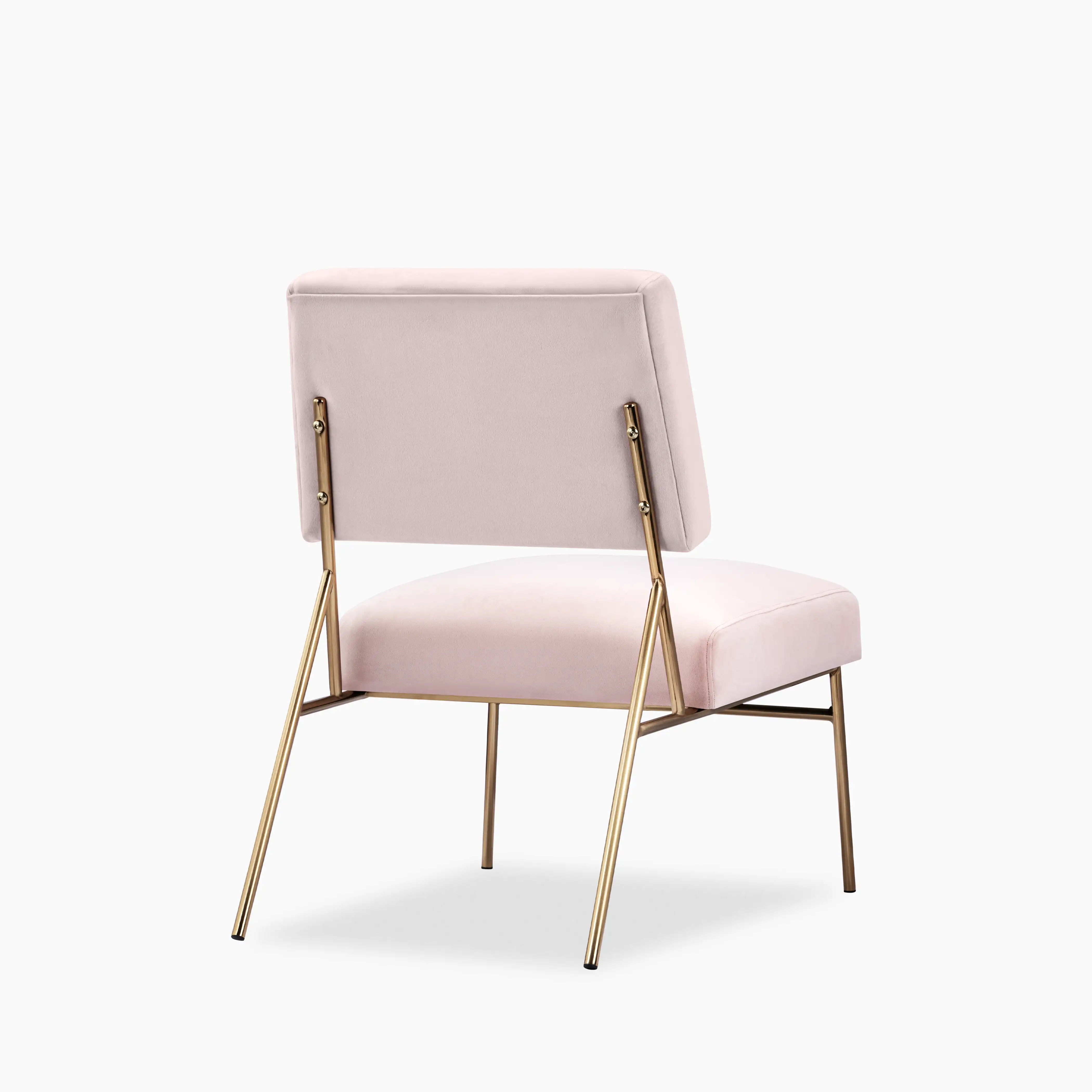Holly Accent Chair | Light Pink Velvet & Brass - Image 6