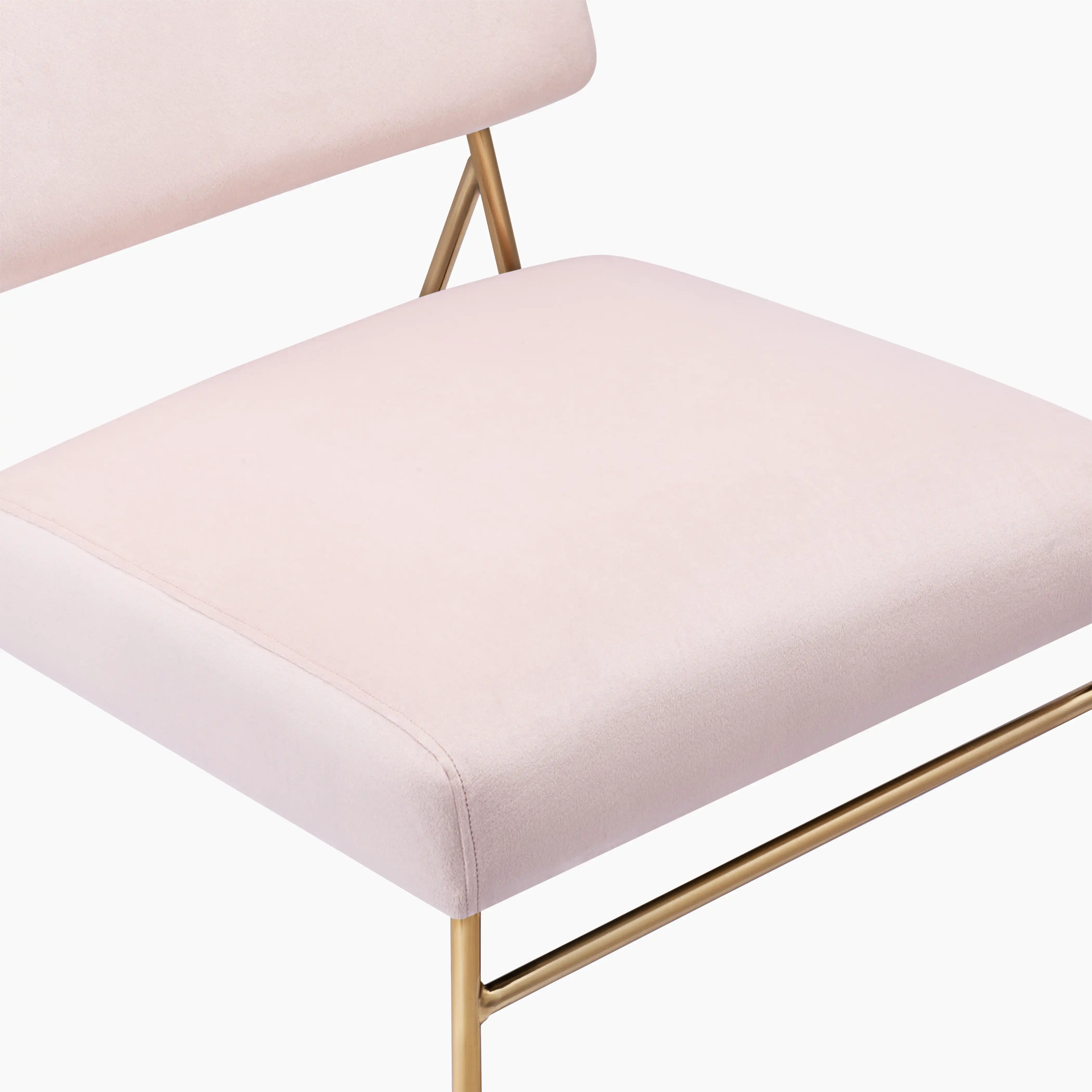 Holly Accent Chair | Light Pink Velvet & Brass - Image 7