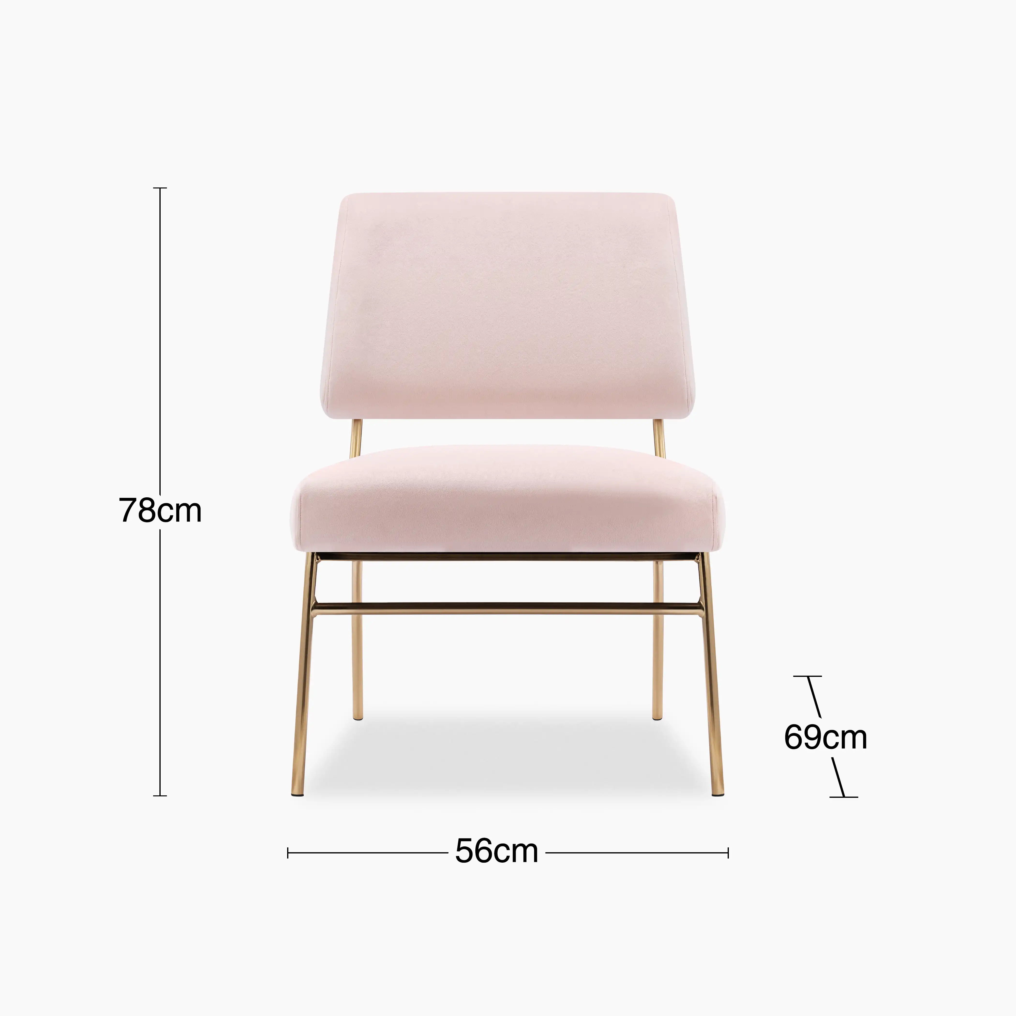 Holly Accent Chair | Light Pink Velvet & Brass - Image 8