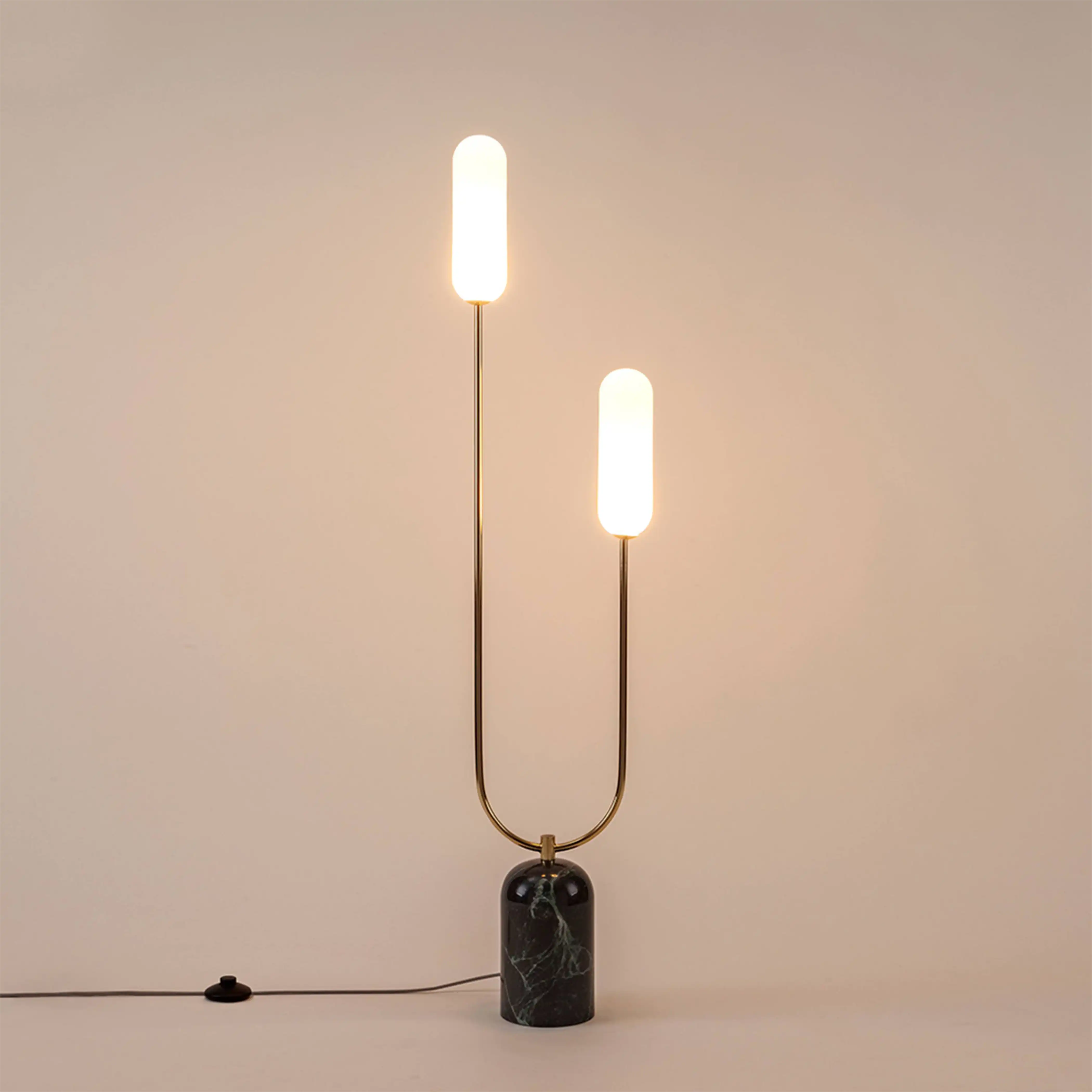 houseof 2 Light Curve Floor Lamp | Olive Green Marble - Image 5