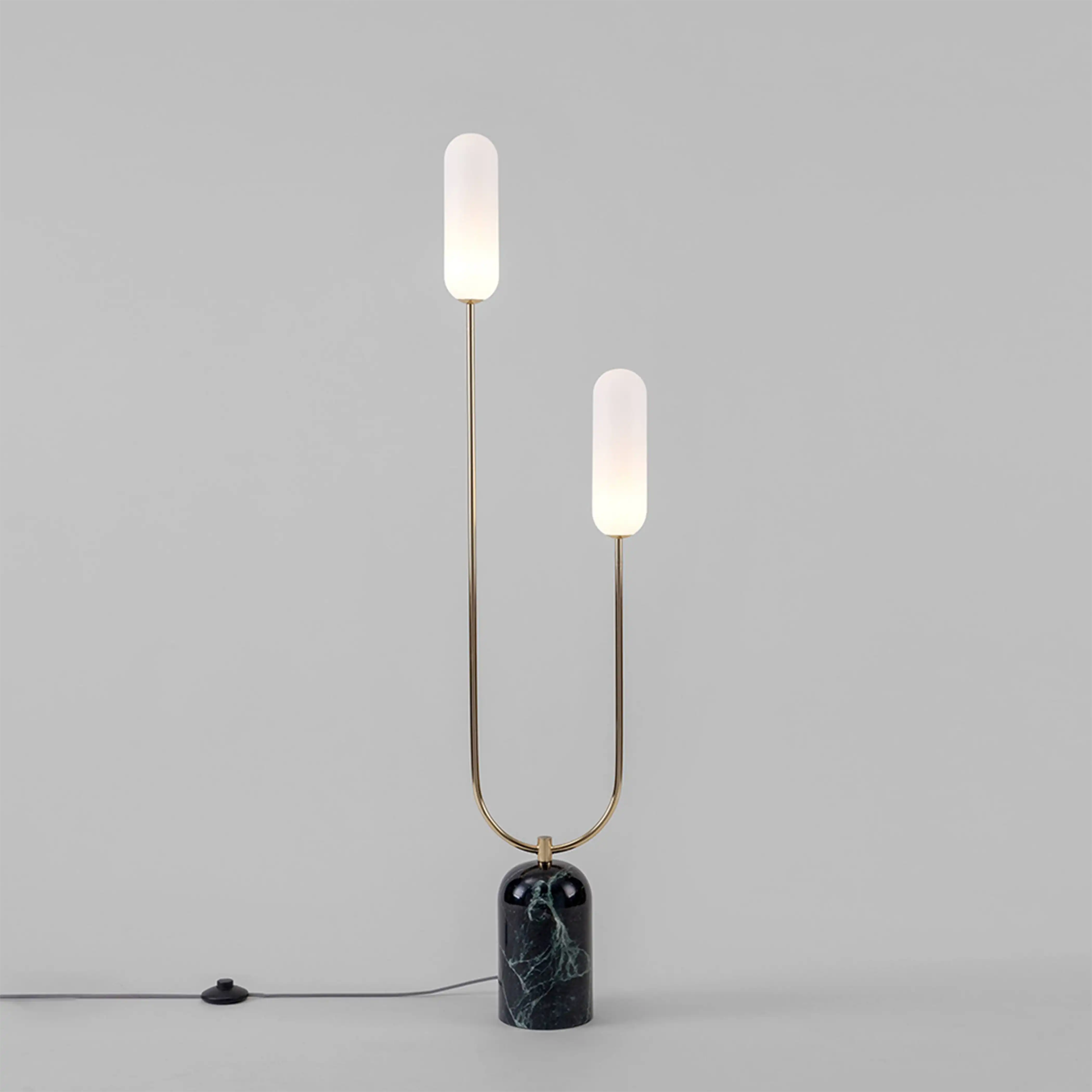 houseof 2 Light Curve Floor Lamp | Olive Green Marble - Image 6