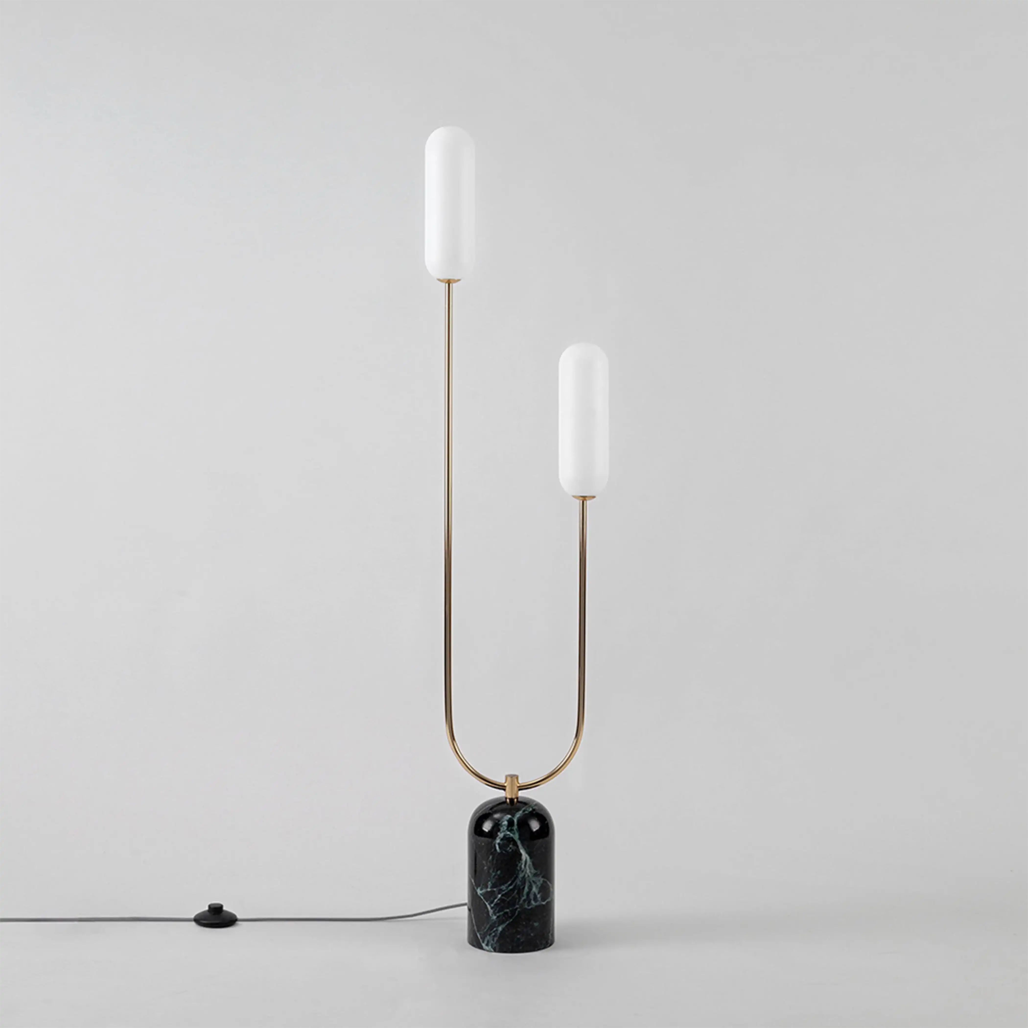 houseof 2 Light Curve Floor Lamp | Olive Green Marble - Image 7