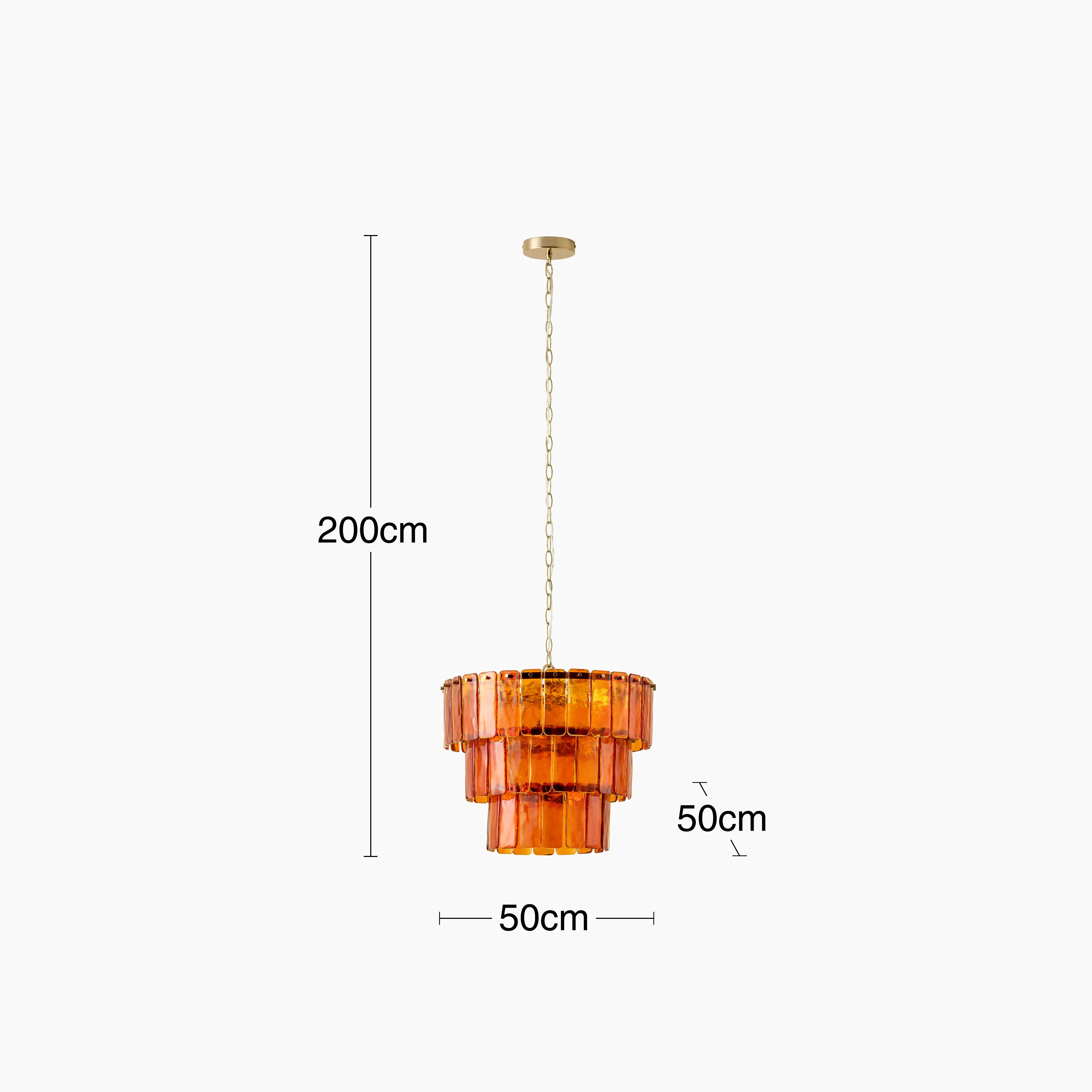 houseof Glass 3 Tiered Chandelier | Amber Orange - Image 11