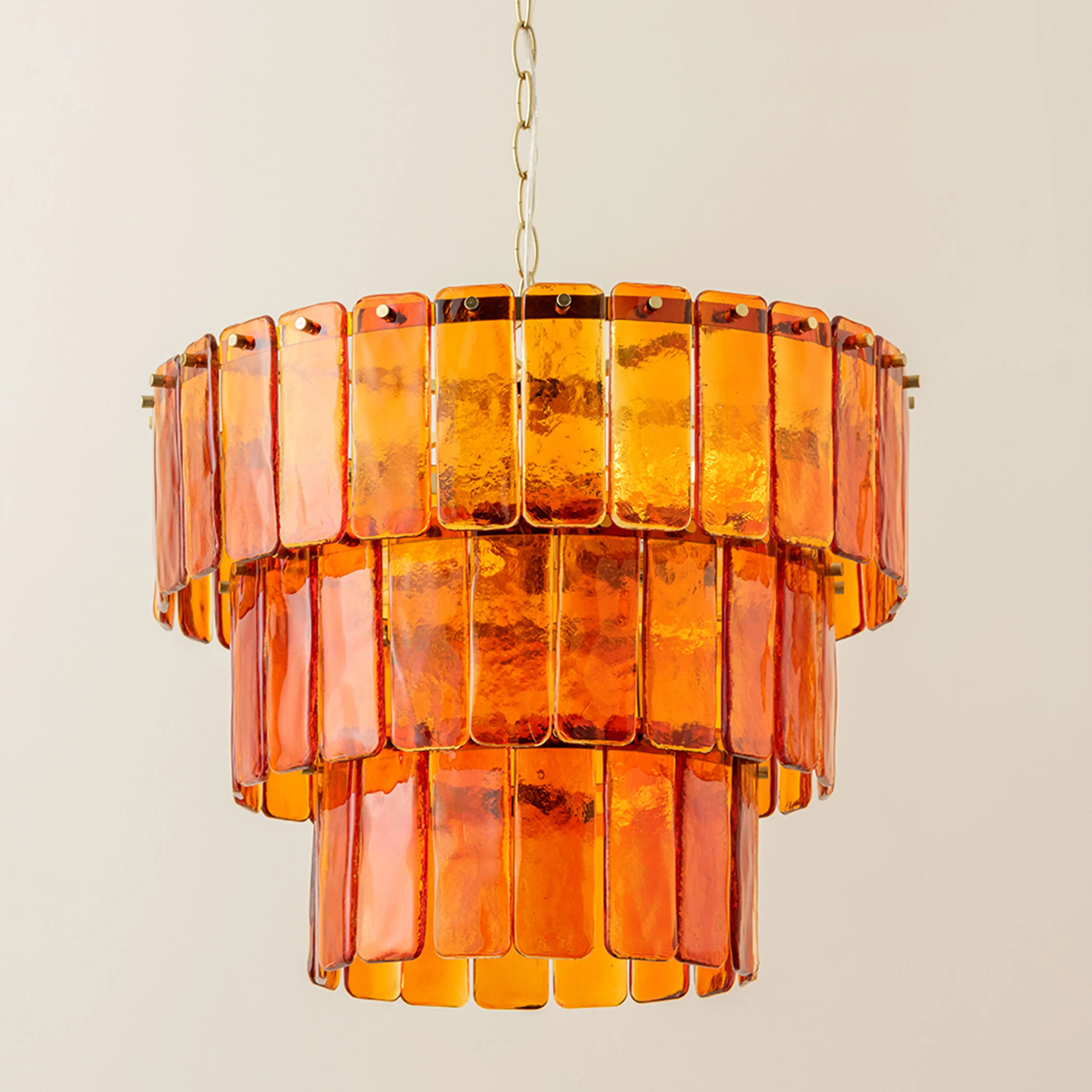houseof Glass 3 Tiered Chandelier | Amber Orange - Image 6
