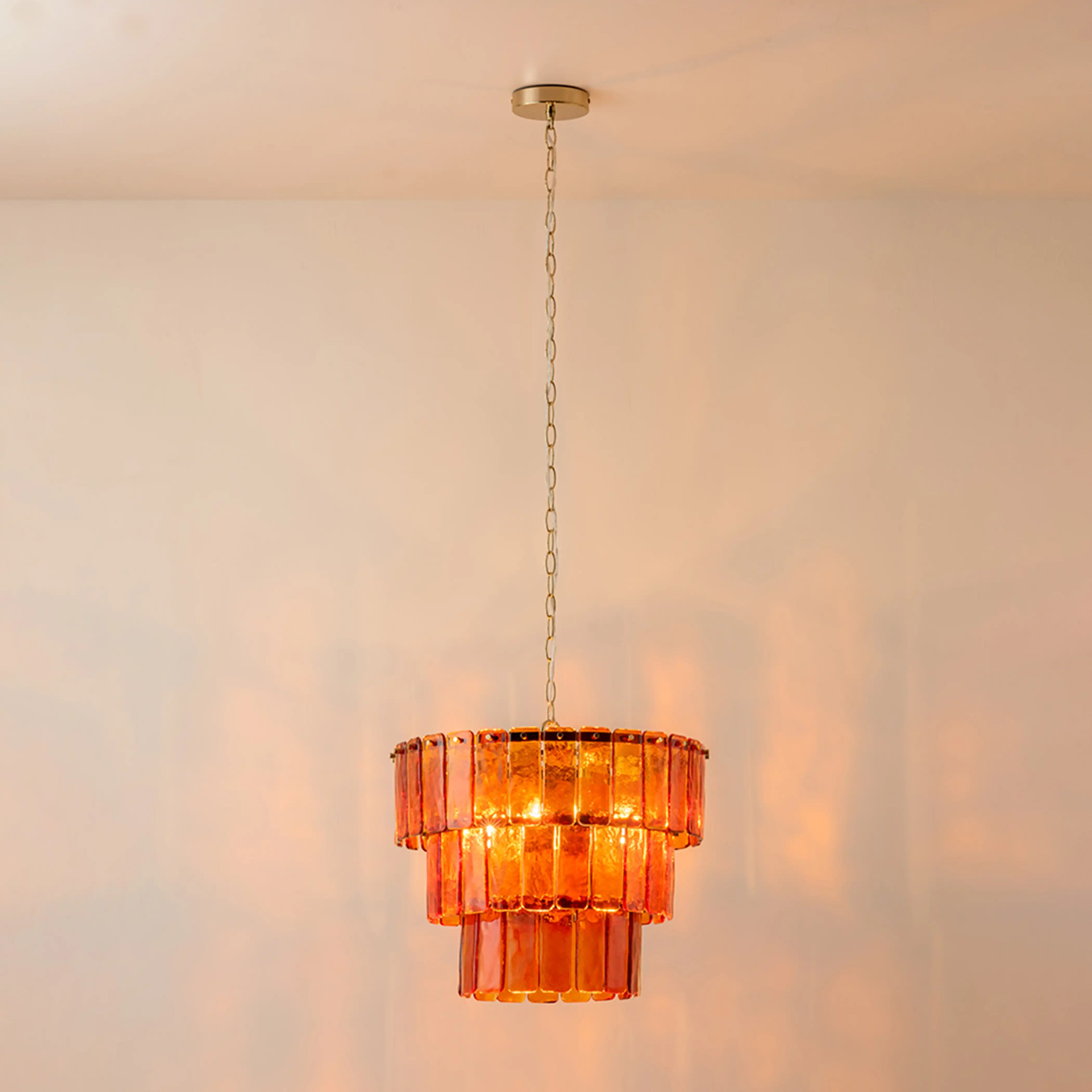 houseof Glass 3 Tiered Chandelier | Amber Orange - Image 8