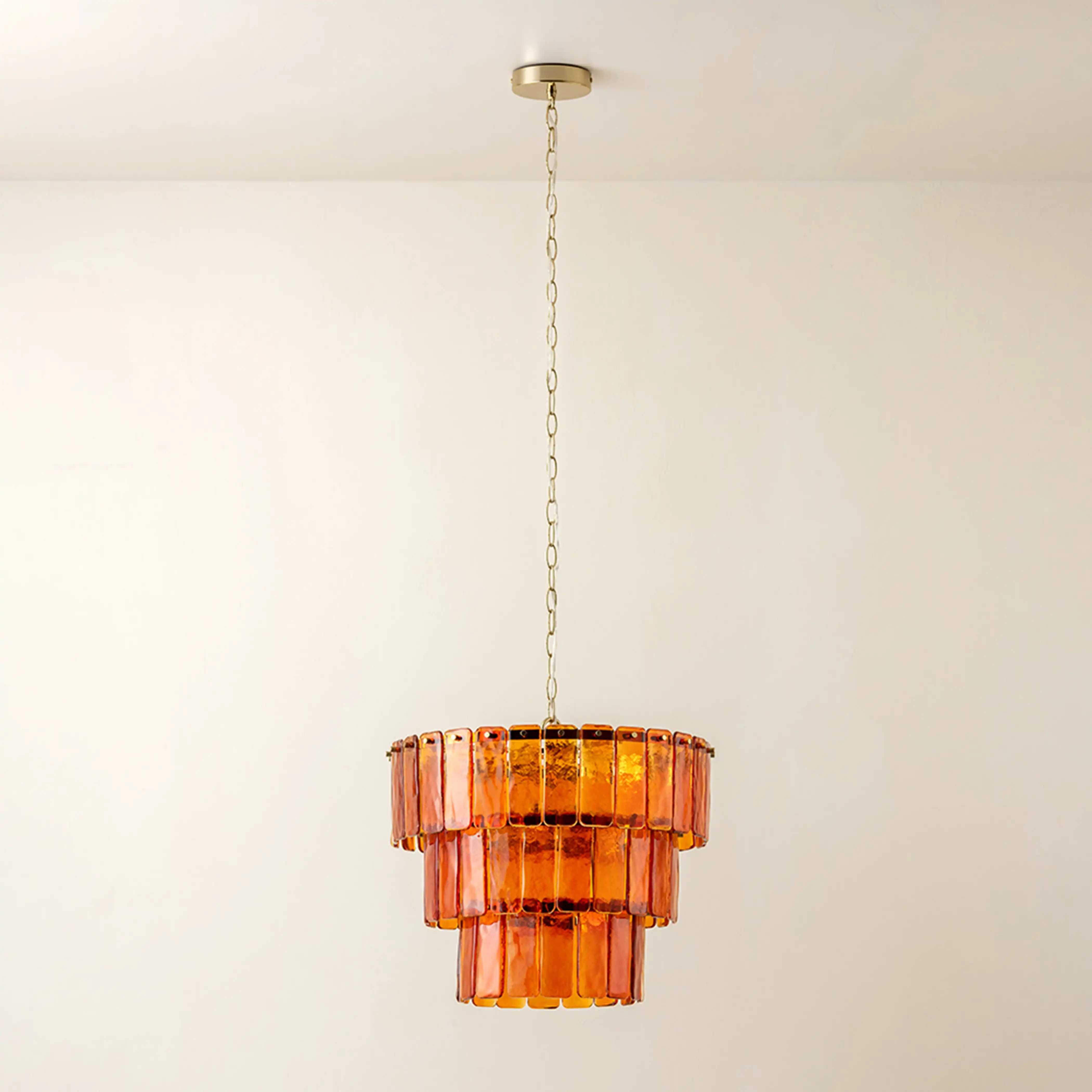 houseof Glass 3 Tiered Chandelier | Amber Orange - Image 9