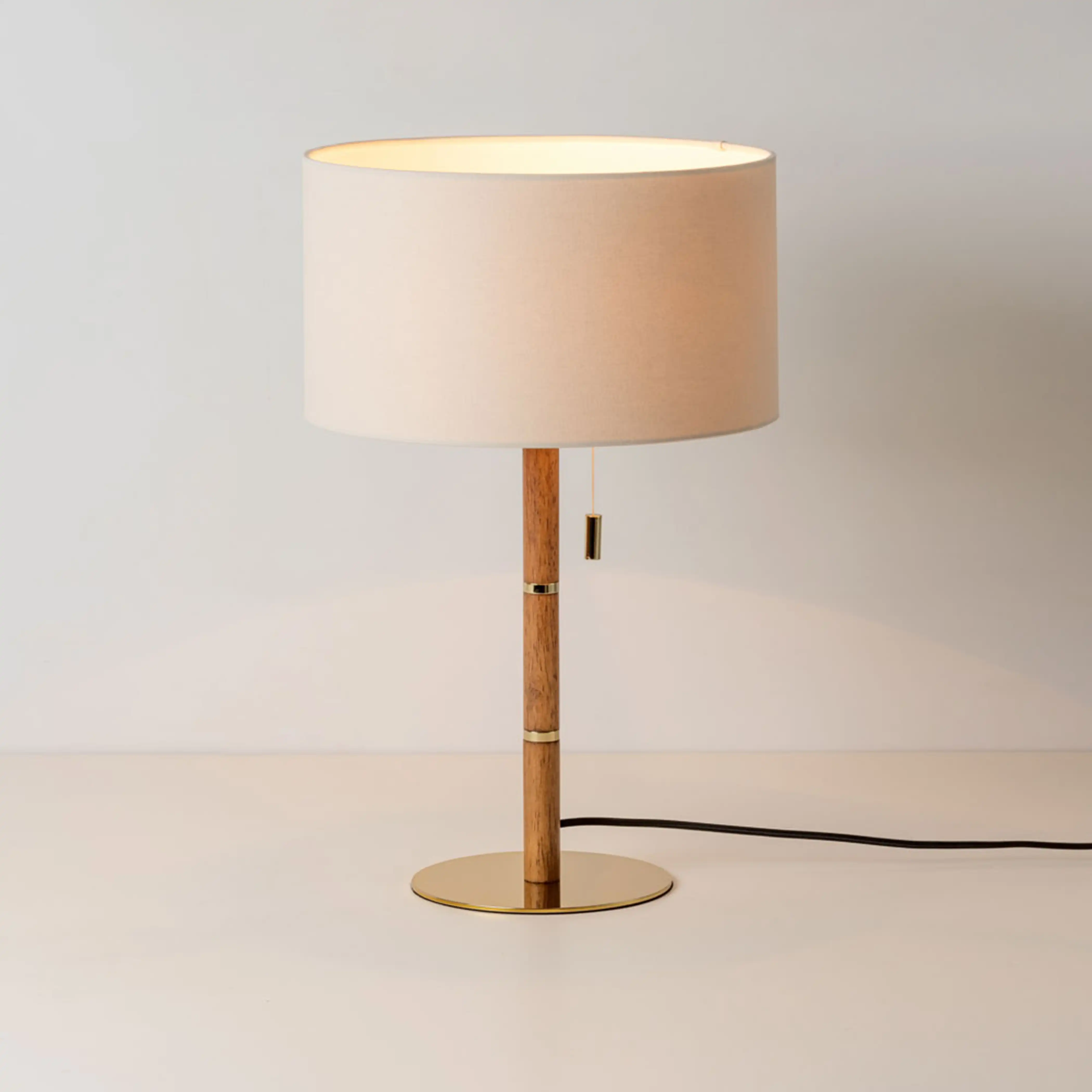 houseof Wooden Table Lamp | Natural Linen & Brass - Image 3