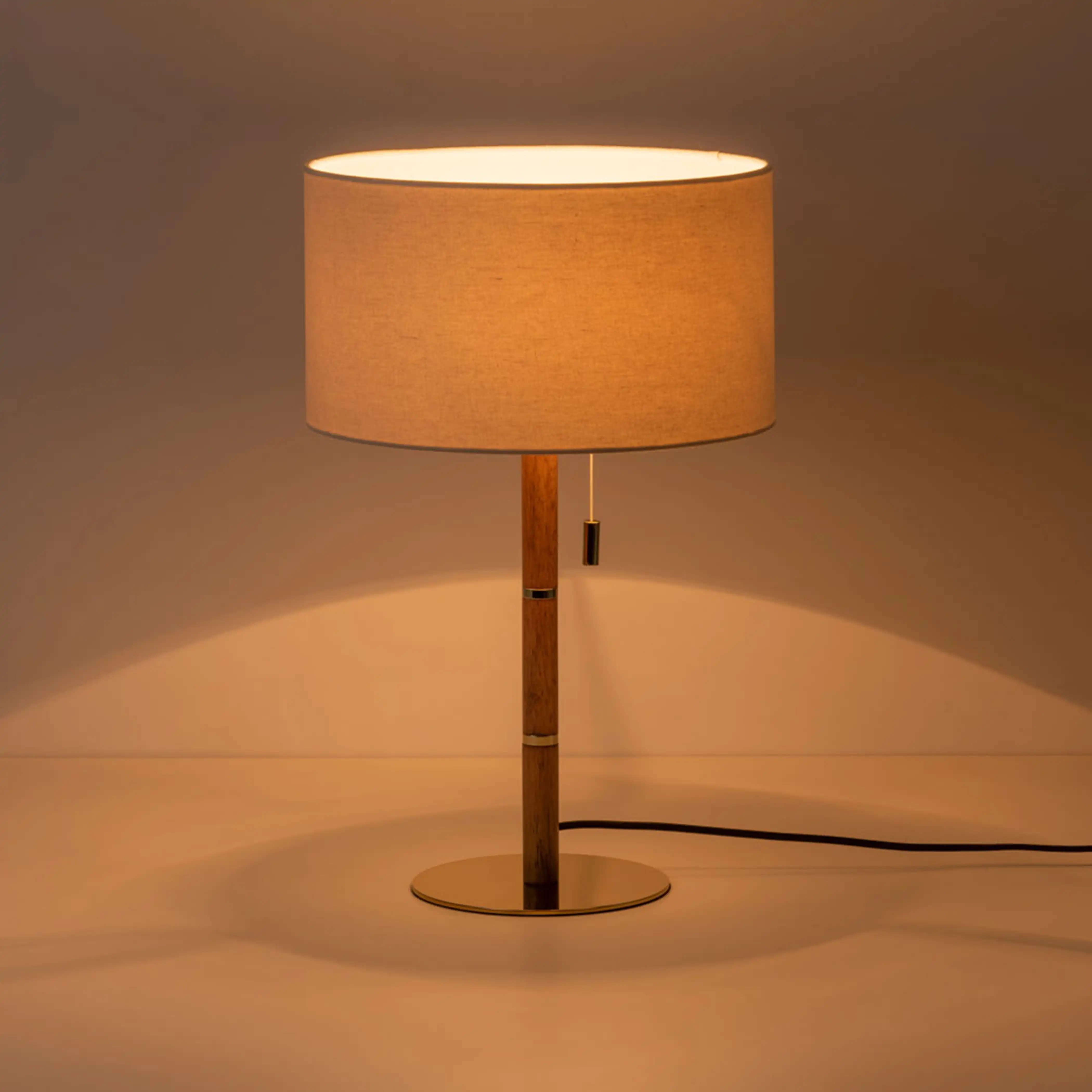 houseof Wooden Table Lamp | Natural Linen & Brass - Image 4