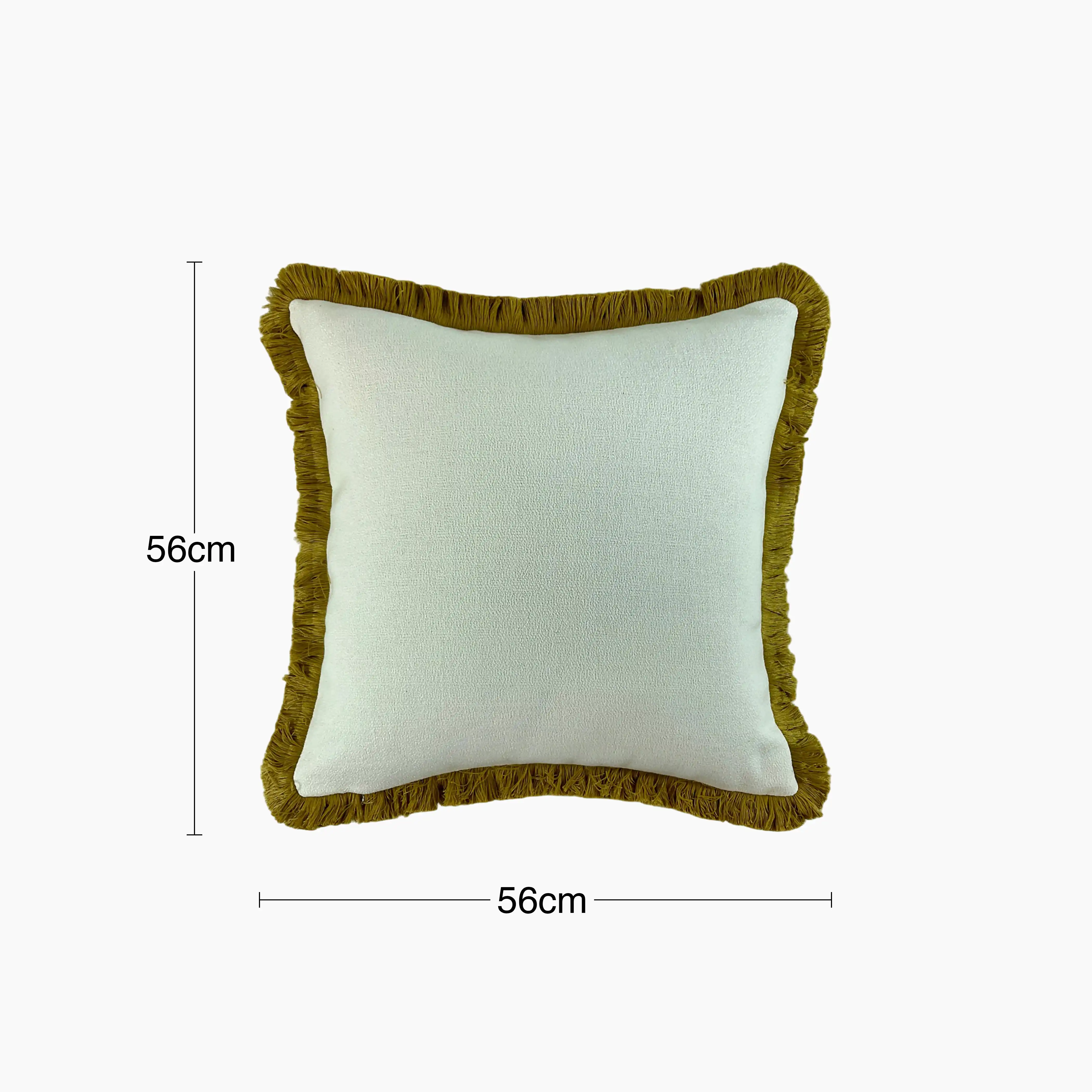 Hugo Large Square Fabric Cushion | Cream & Whiskey Brown - Image 3