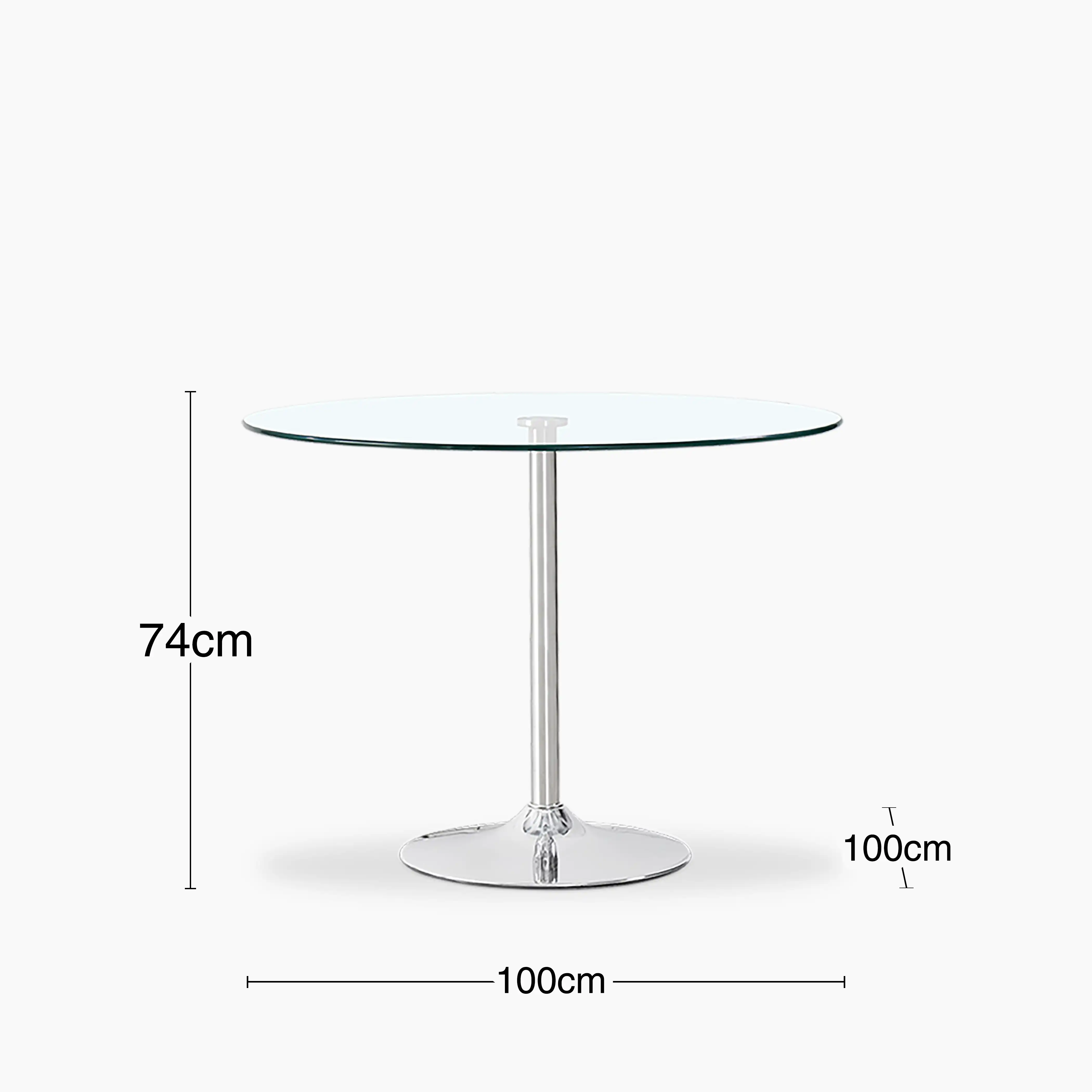 Ida 4 Seat Round Dining Table | Glass & Chrome - Image 6