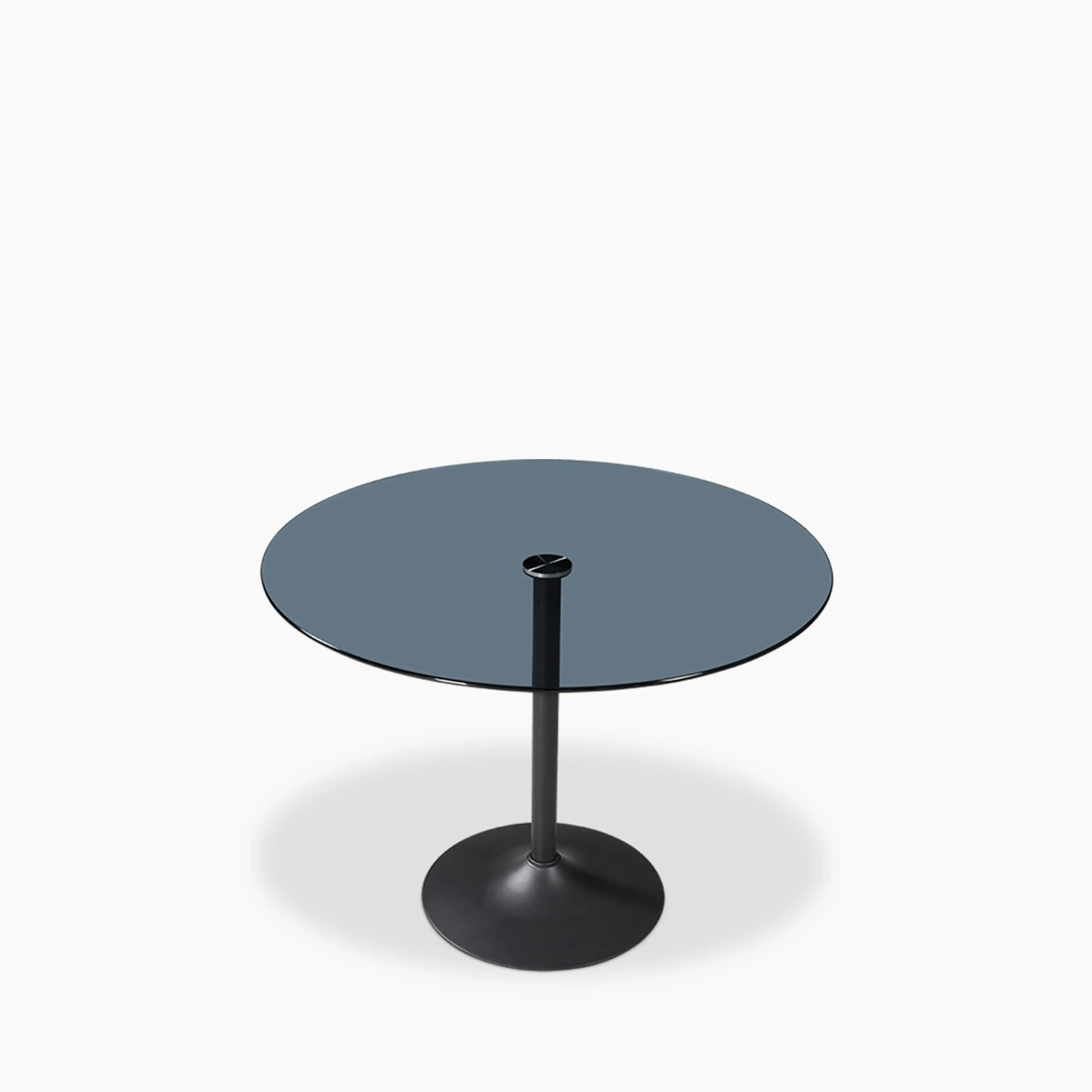 Ida 4 Seat Round Dining Table | Smoked Glass & Black - Image 4